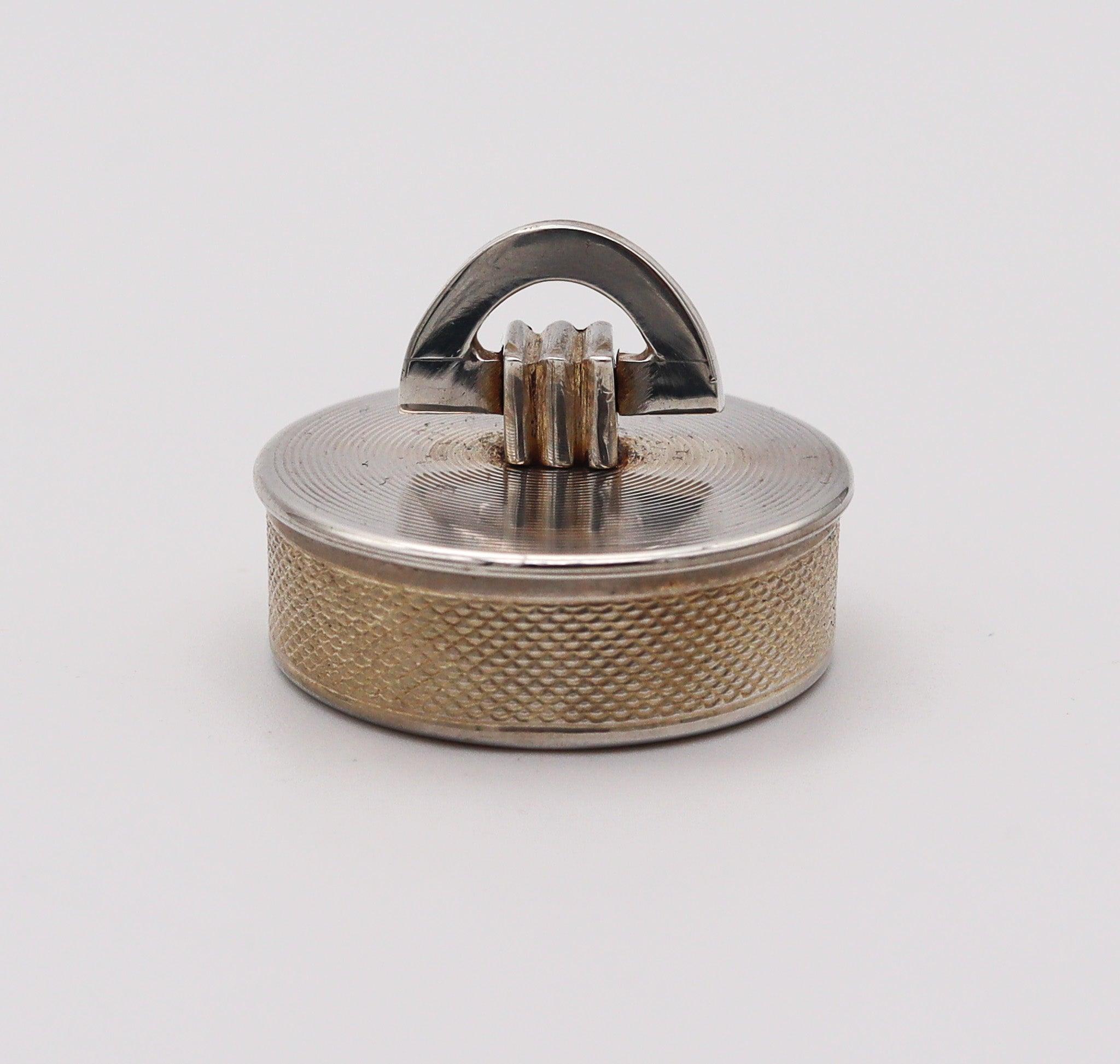 Art Deco WILLIAM DAVENPORT & CO. 1948 Birmingham Pill Box In .925 Sterling Silver