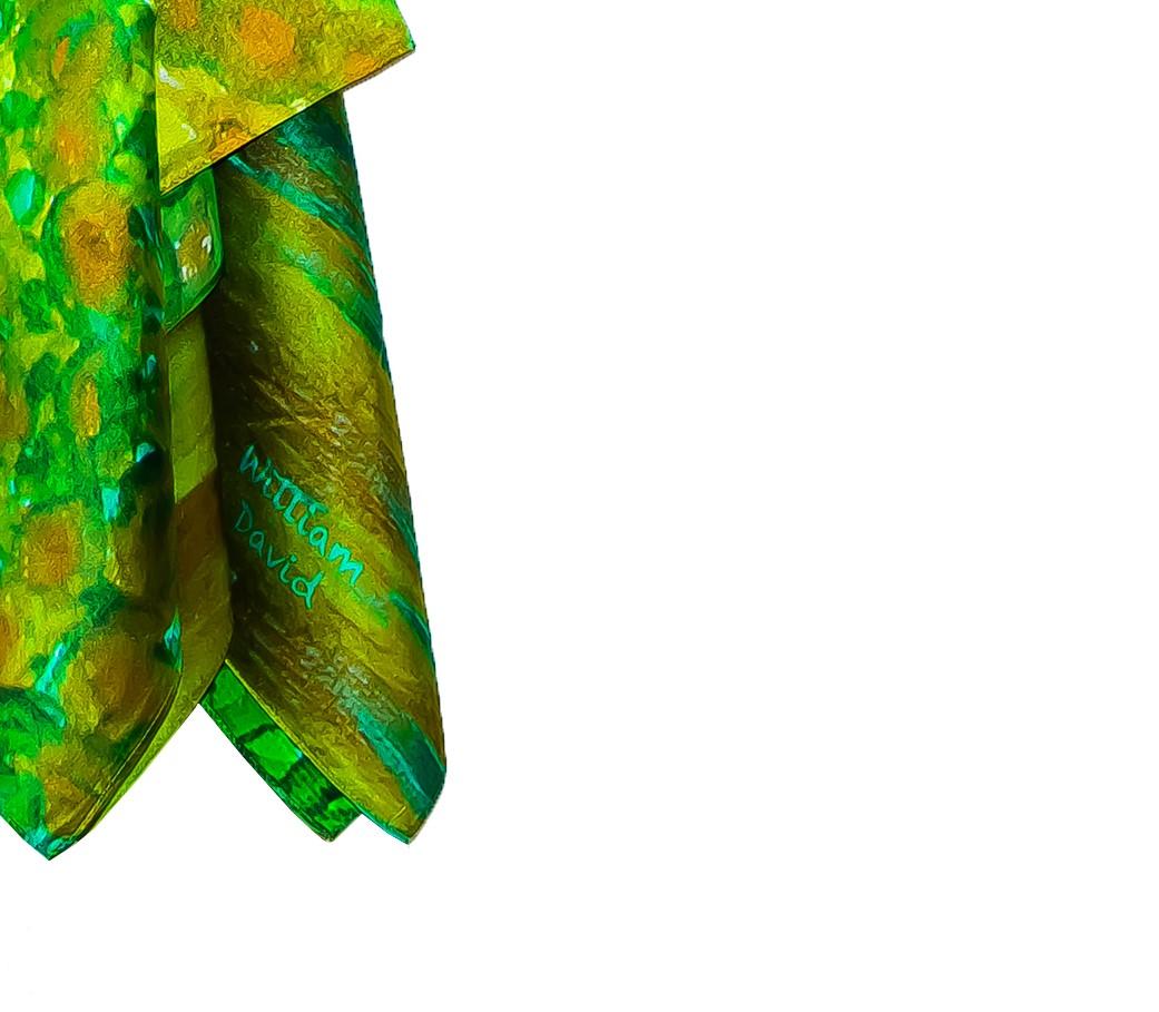 William David Limited Edition Silk Scarf Green For Sale 1