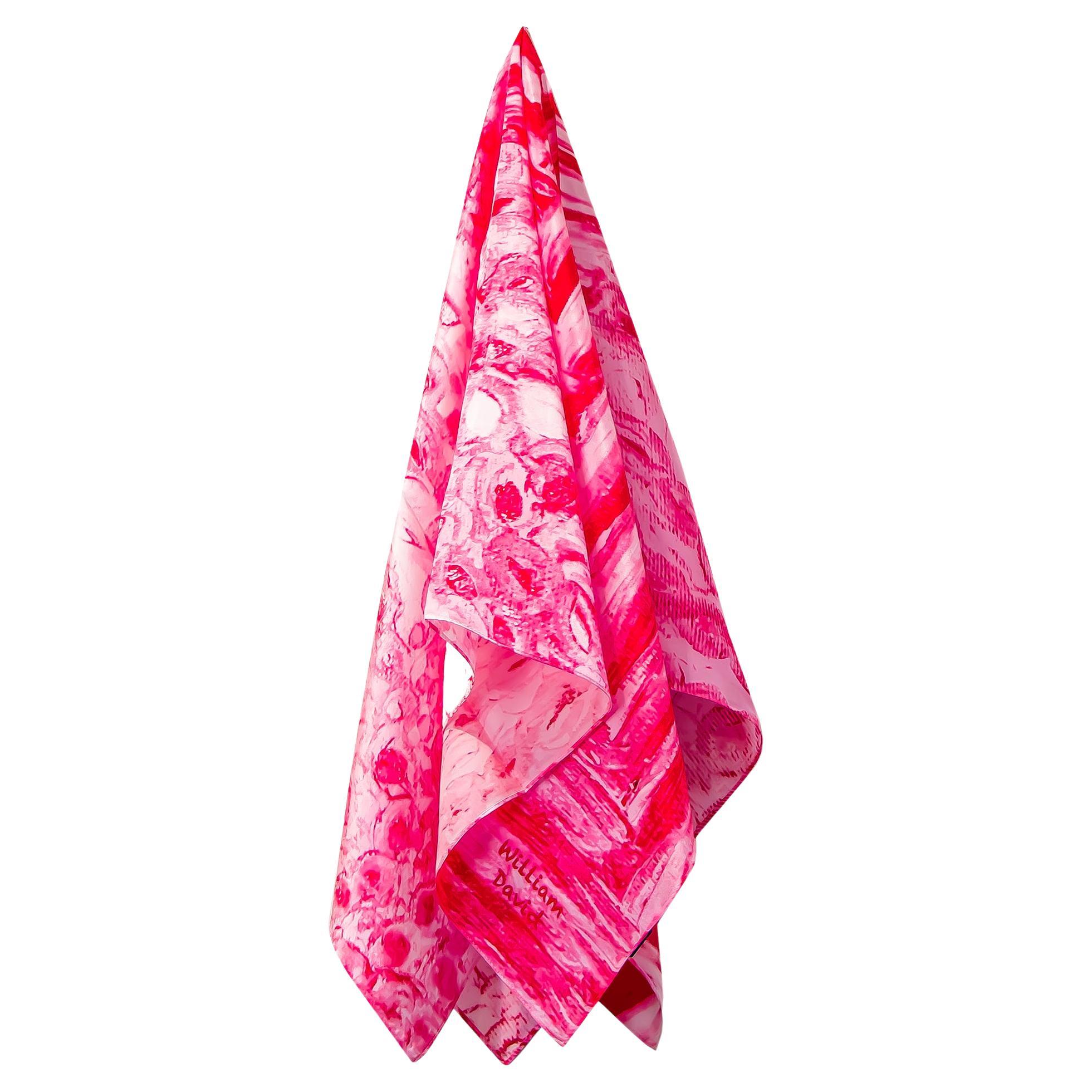 William David Limited Edition Silk Scarf Pink For Sale