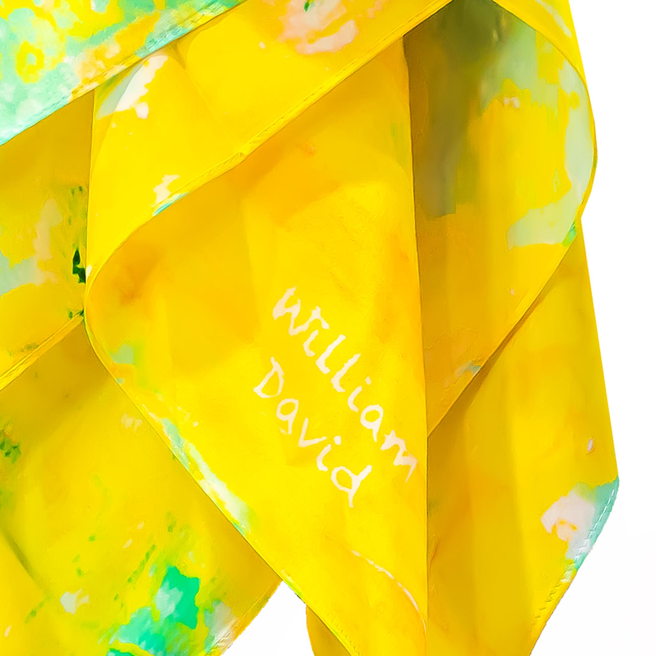 William David Limited Edition Silk Scarf Yellow In New Condition For Sale In Carlsbad, CA