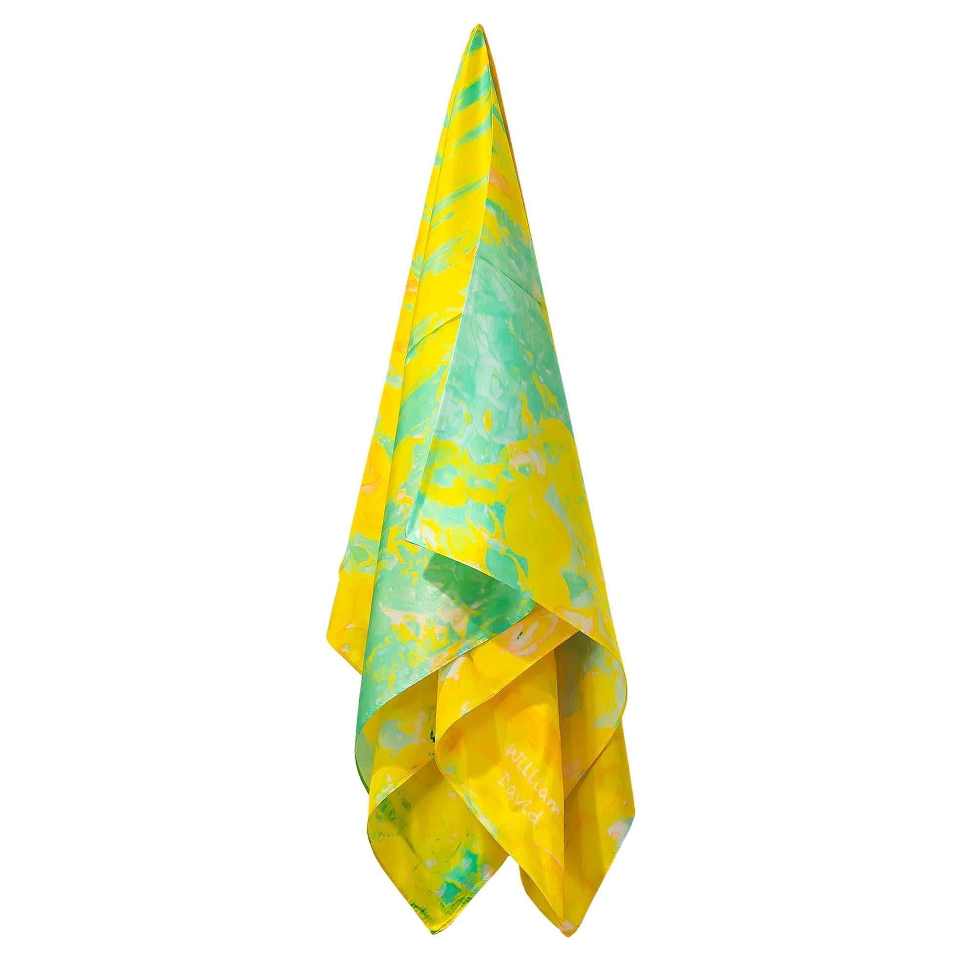 William David Limited Edition Silk Scarf Yellow For Sale