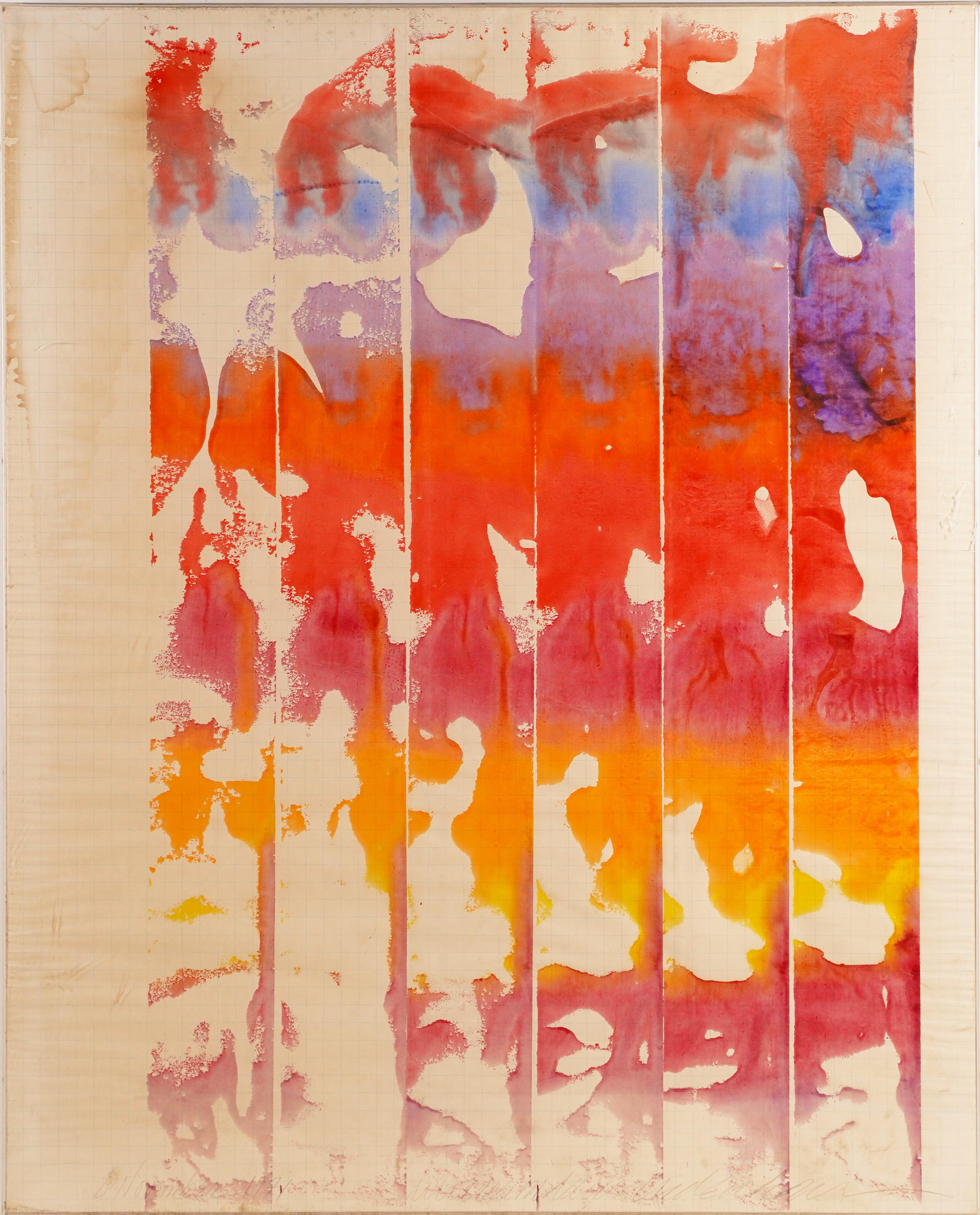 Vieille peinture abstraite encadrée signée, exposée et signée, mi-siècle moderne - Painting de William David Ridenhour