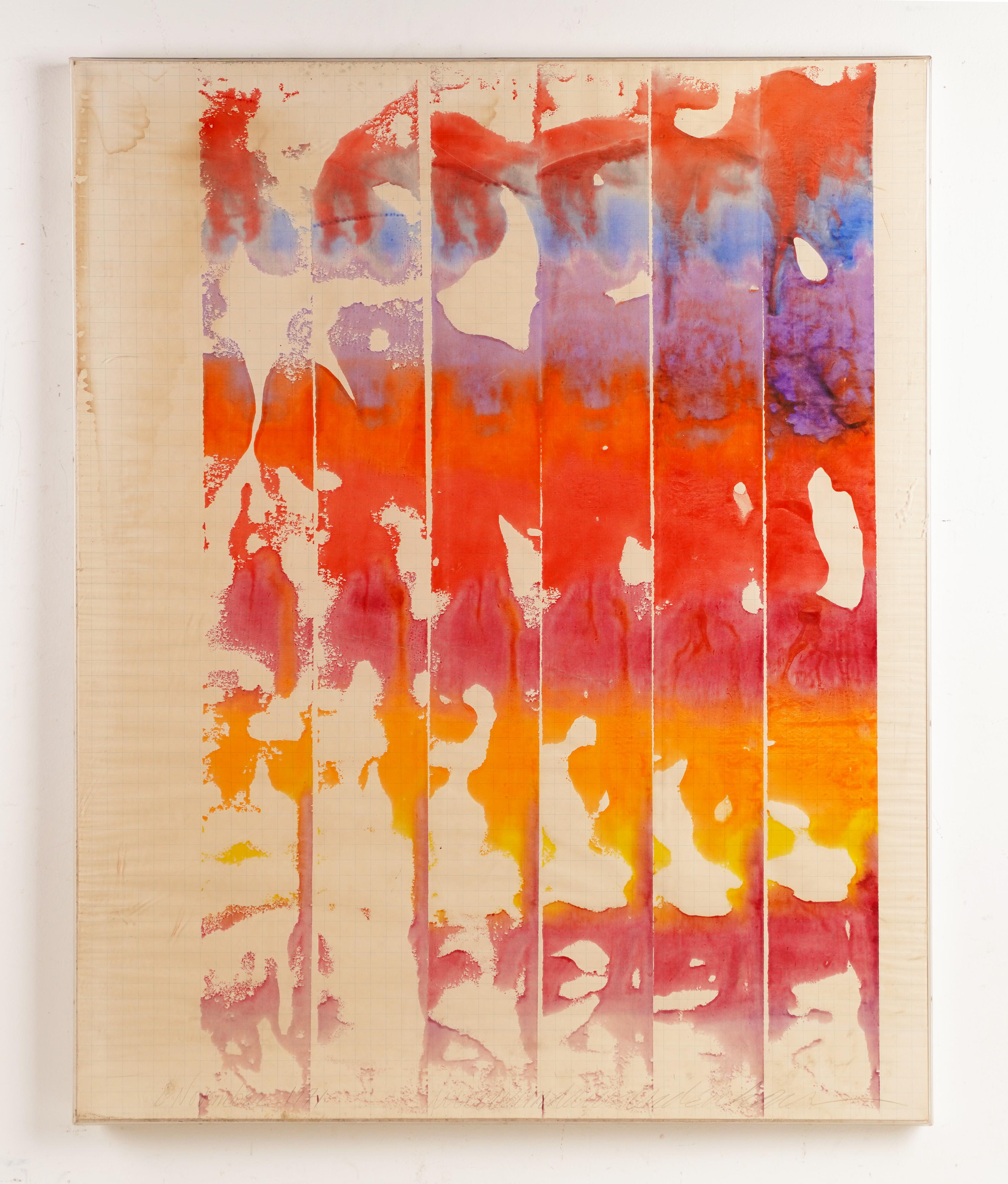 Vieille peinture abstraite encadrée signée, exposée et signée, mi-siècle moderne - Abstrait Painting par William David Ridenhour