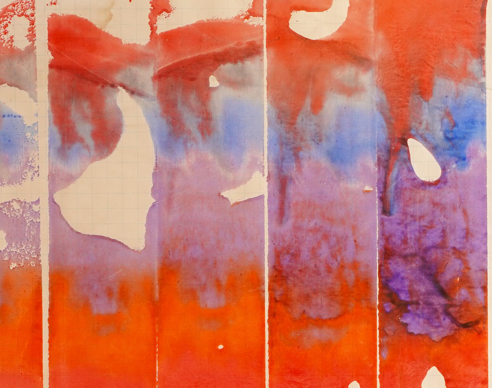 Vieille peinture abstraite encadrée signée, exposée et signée, mi-siècle moderne 1