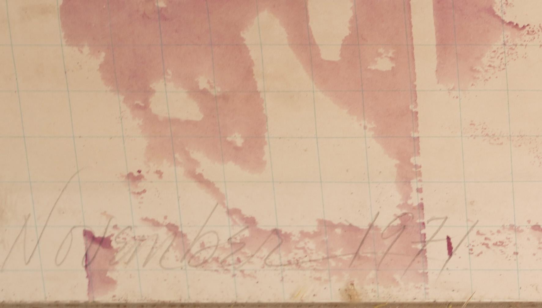Vieille peinture abstraite encadrée signée, exposée et signée, mi-siècle moderne 2