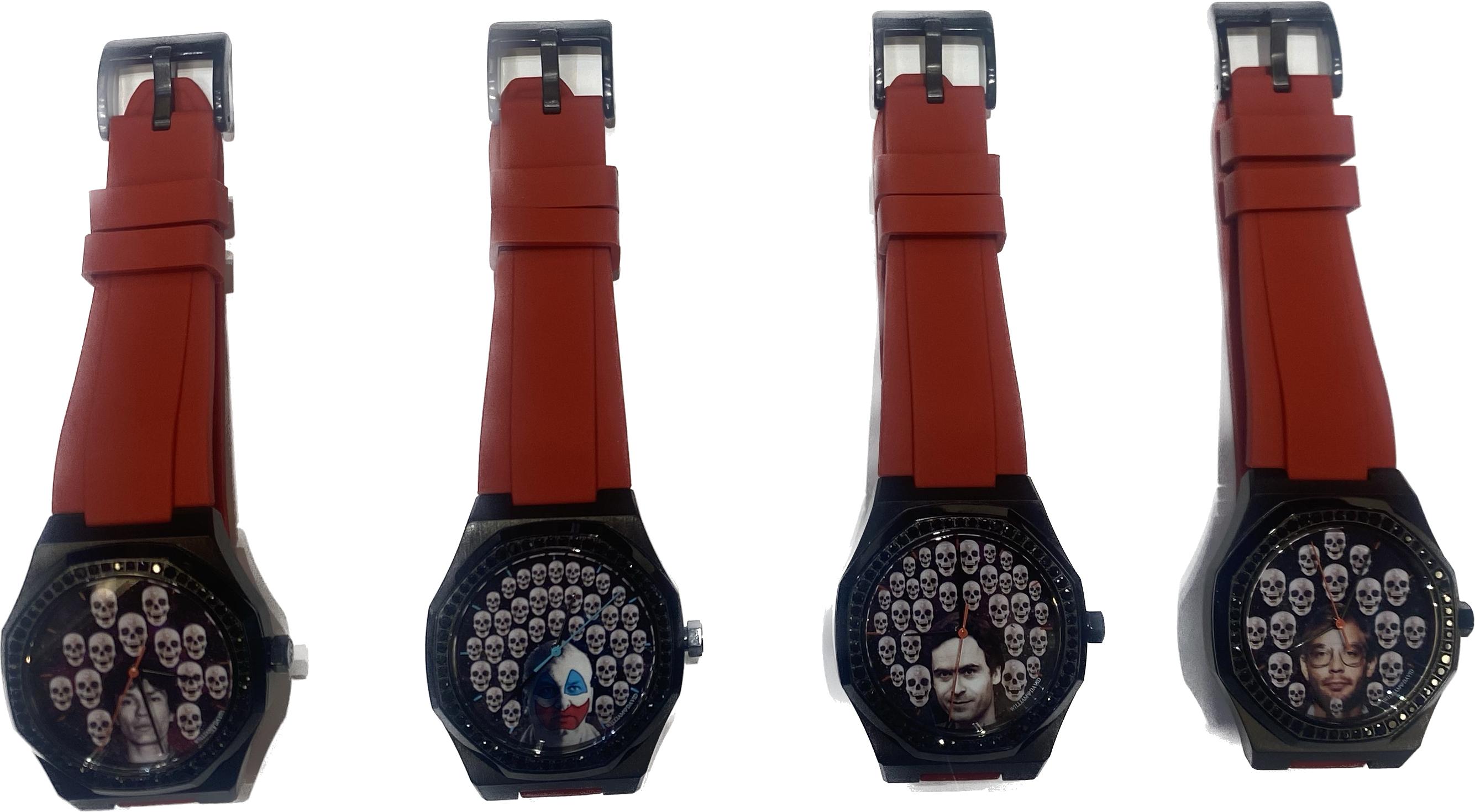 Montre en acier noir avec diamants de David David Serial Killer Jeffrey Dahmer en vente 7
