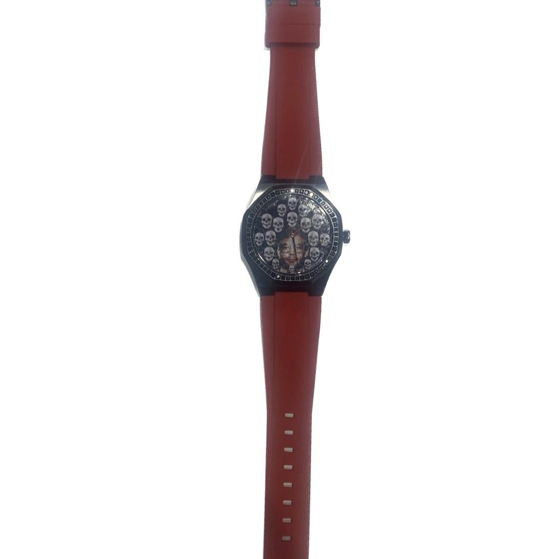 Montre en acier noir avec diamants de David David Serial Killer Jeffrey Dahmer en vente 3