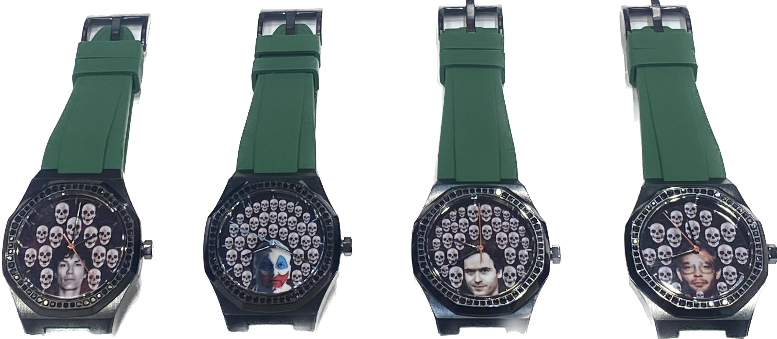 William David Serial Killer John Wayne Gacy Black Diamonds Black Steel Watch For Sale 6