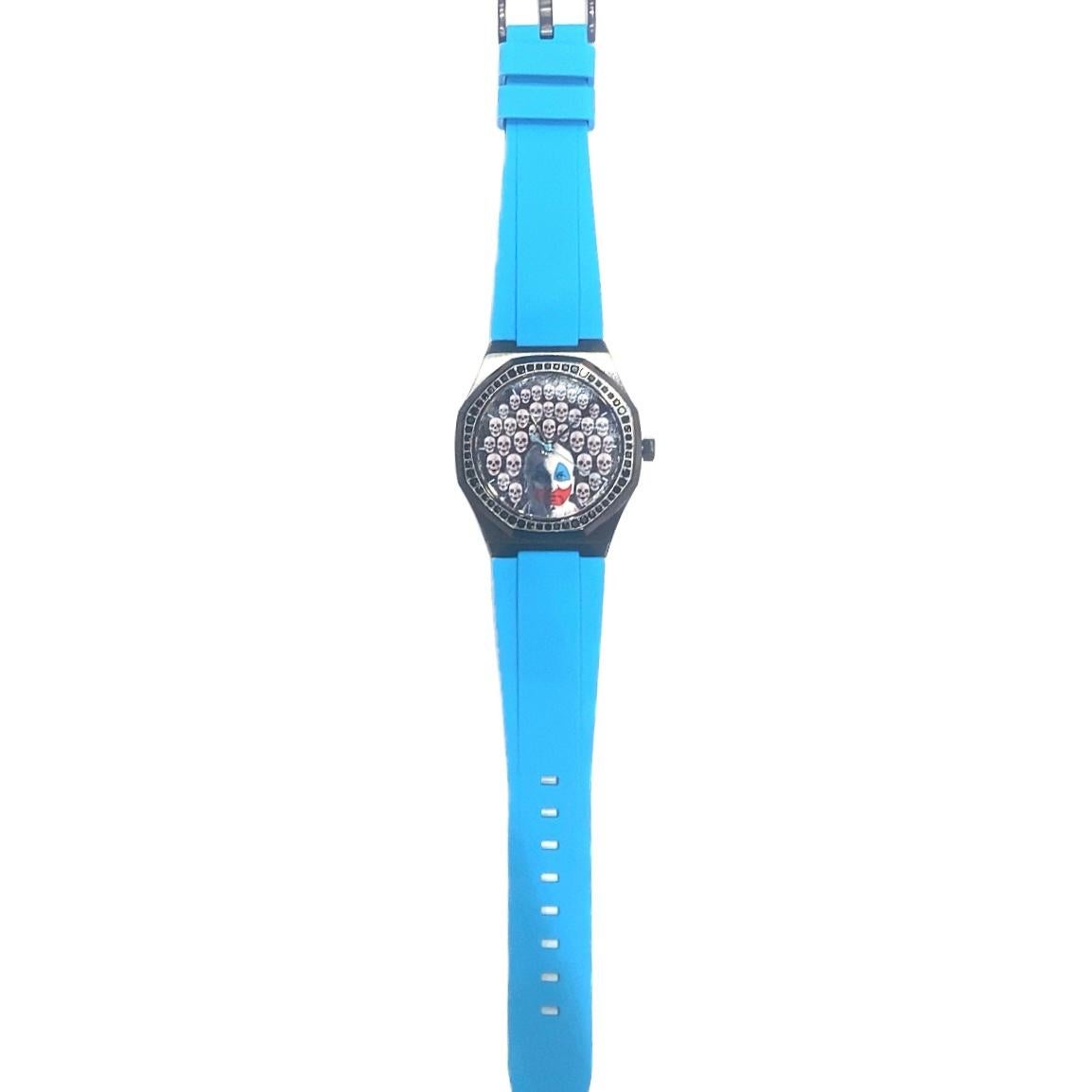 Women's or Men's William David Serial Killer John Wayne Gacy Black Diamonds Black Steel Watch For Sale