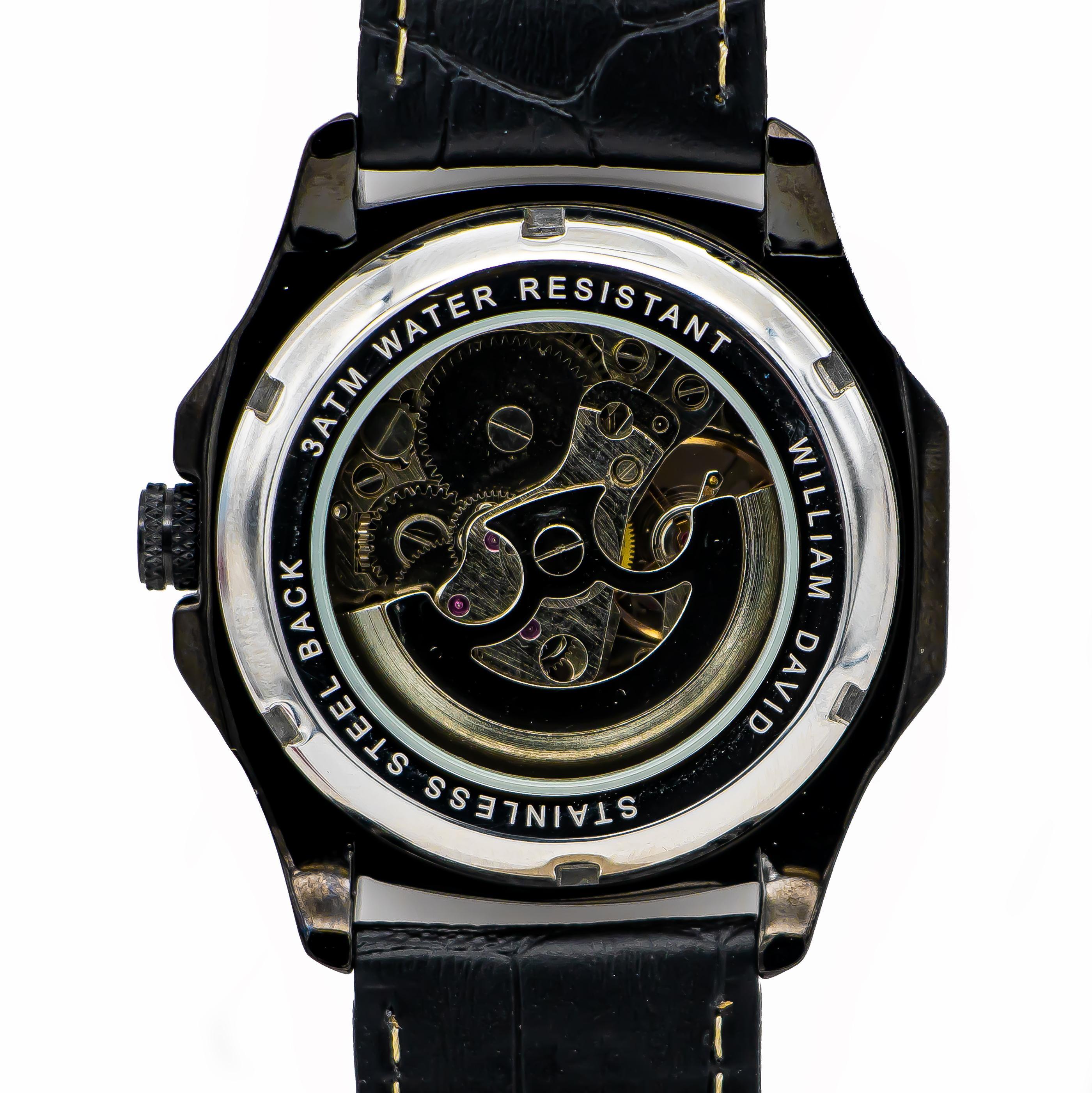 Schwarze William David-Uhr aus Edelstahl mit Alloy und Edelstahl 42mm im Zustand „Neu“ im Angebot in Carlsbad, CA