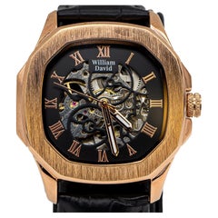 Montre William David en alliage d'or rose et acier inoxydable, 42 mm