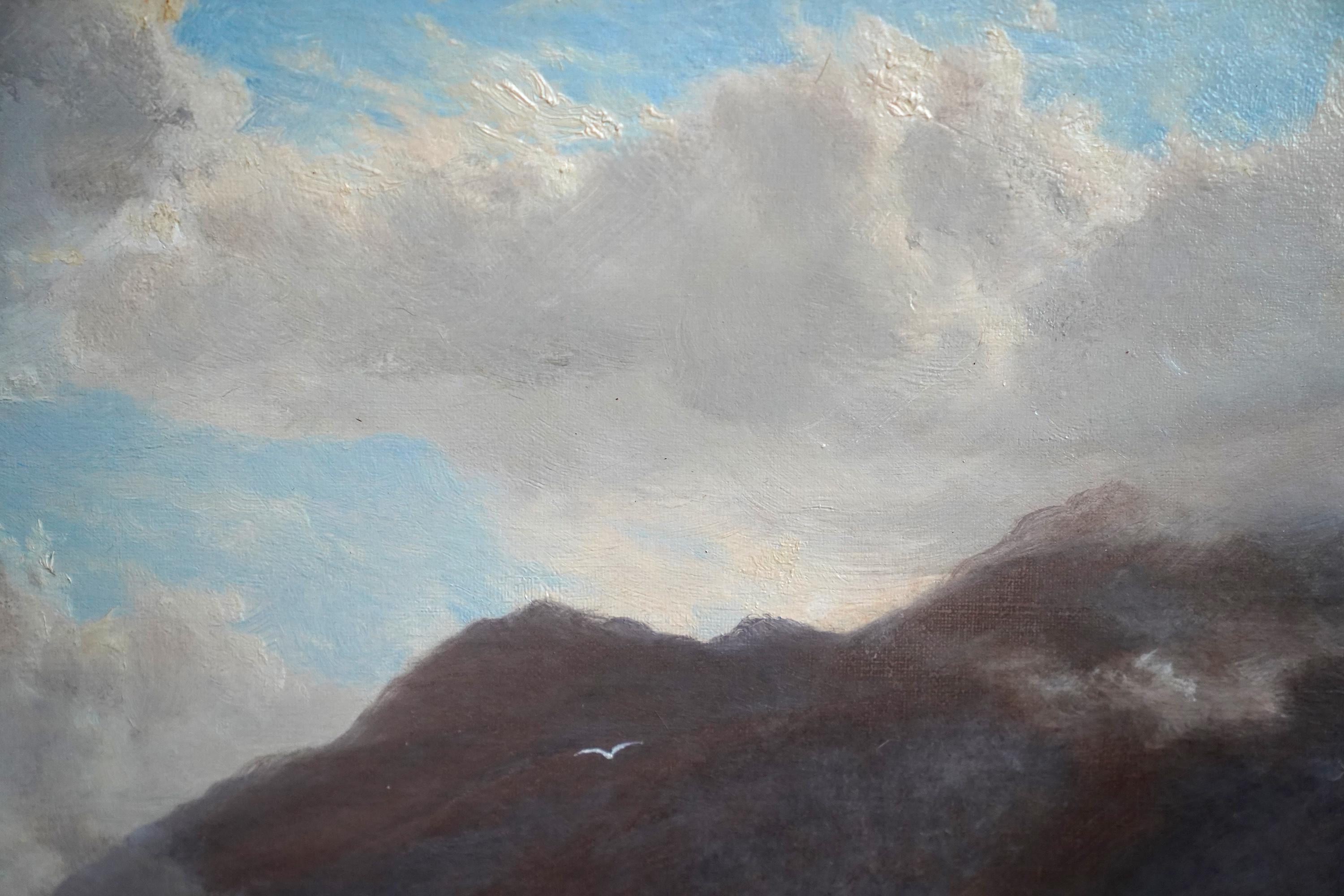 Derwent Water Lake District Landscape - British Victorian art oil painting For Sale 3