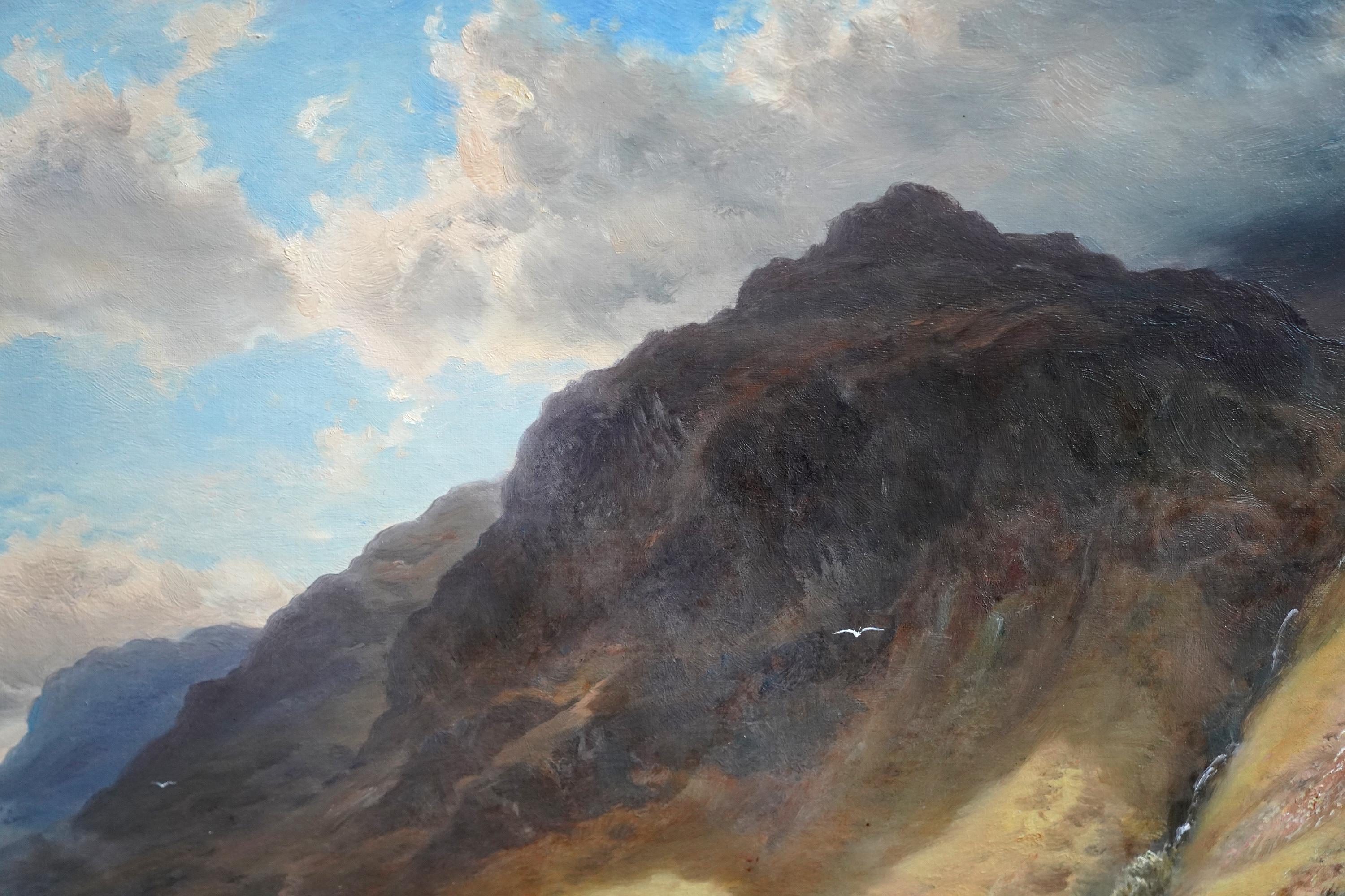 Paysage de Gate Crag Borrowdale - Peinture à l'huile britannique du 19e siècle du Lake District en vente 2