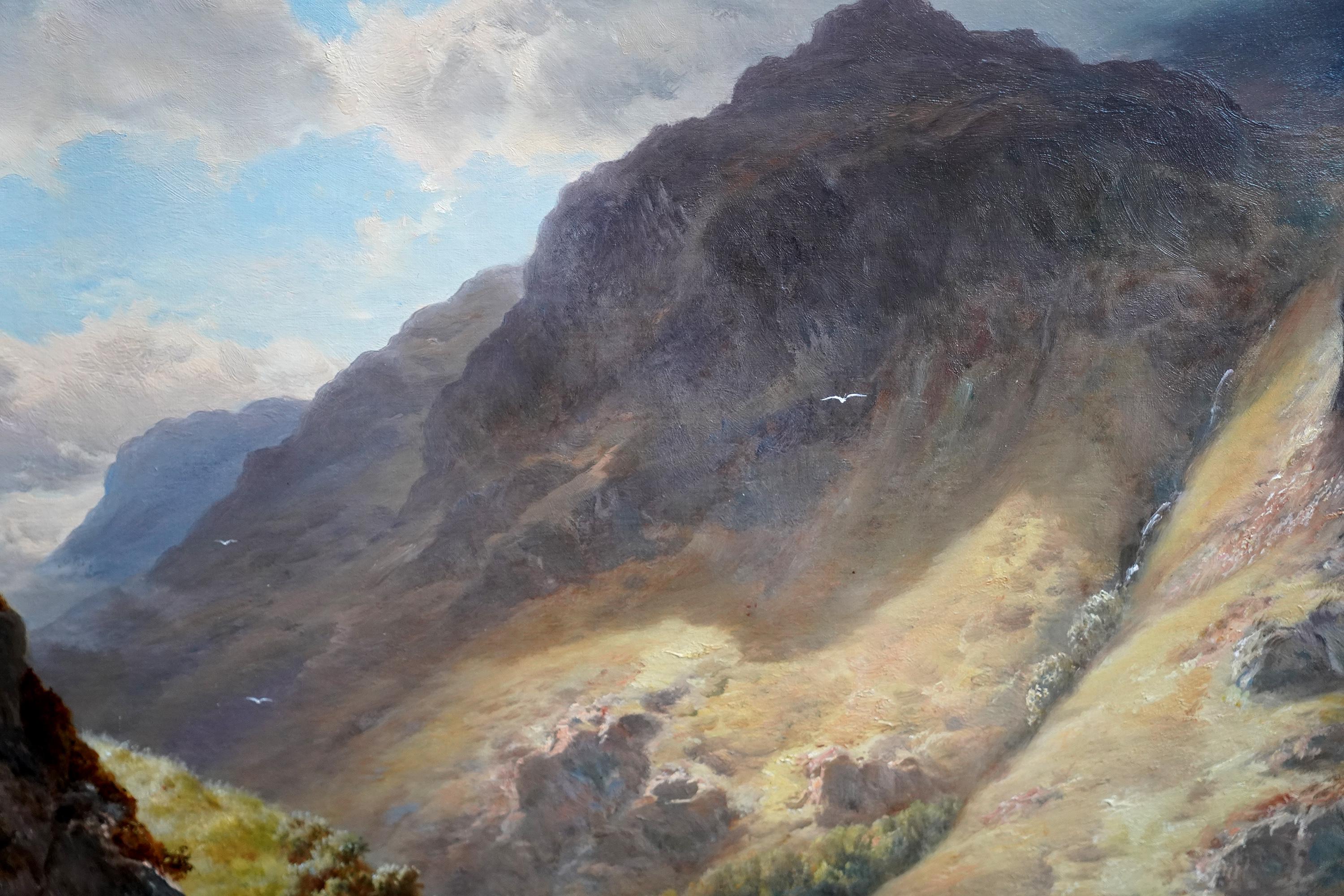 Paysage de Gate Crag Borrowdale - Peinture à l'huile britannique du 19e siècle du Lake District en vente 3
