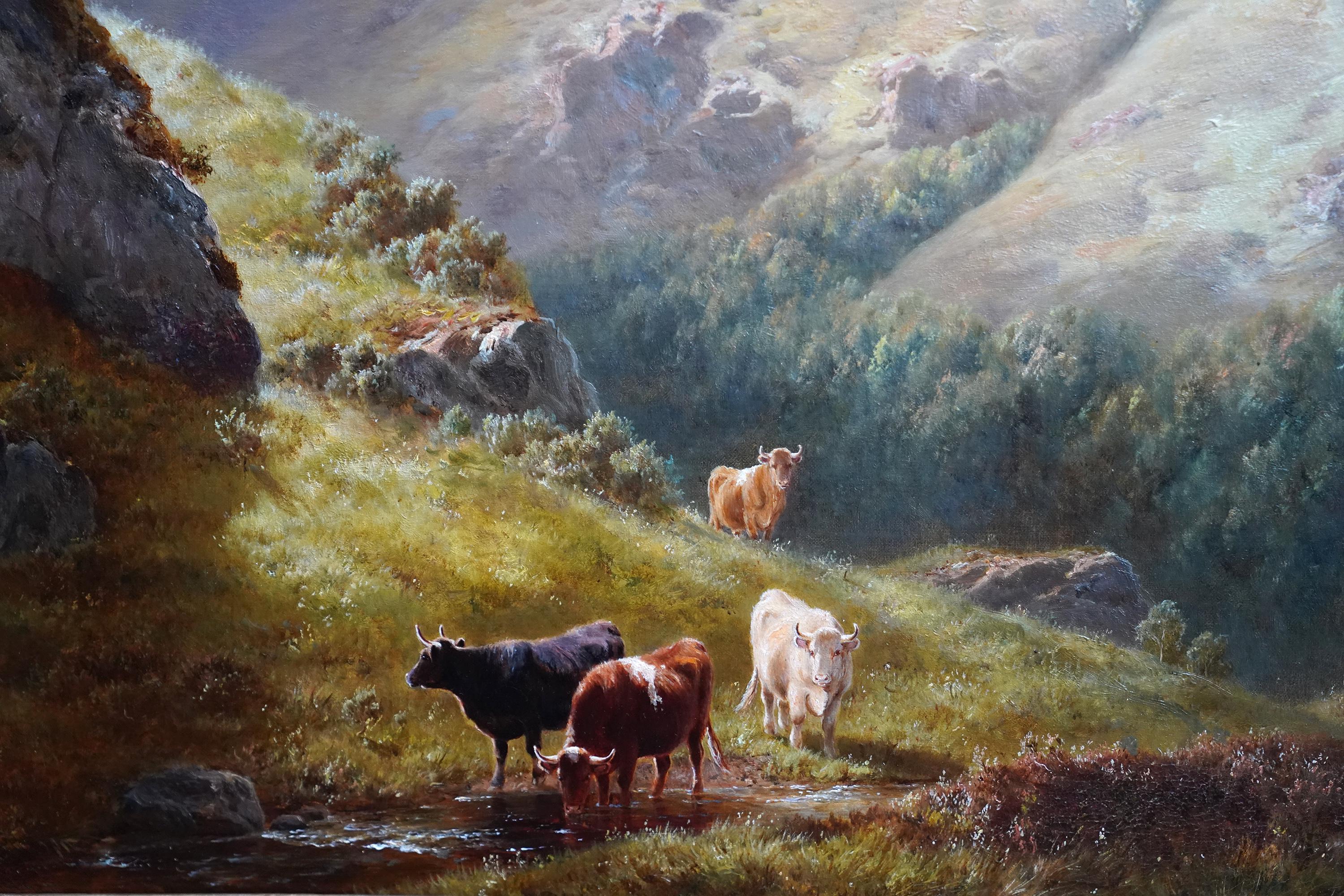 Paysage de Gate Crag Borrowdale - Peinture à l'huile britannique du 19e siècle du Lake District en vente 4