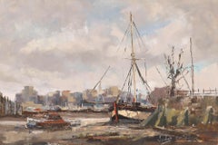 William Davies - Peinture à l'huile du XXe siècle, « Le Corbeau à Battersea »