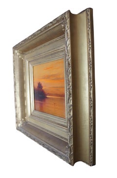 William Davie Indian River Sunset Florida Lagoon Peinture à l'huile sur carton