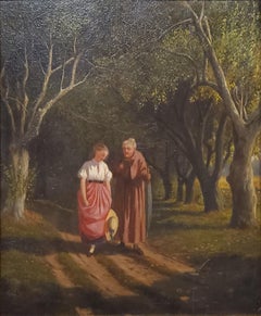 Oil Painting of Women Walking A Landscape signed by William de la Montagne Cary
