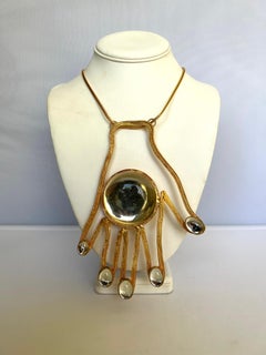 William de Lillo 1970's Gold Hand Pendant Necklace