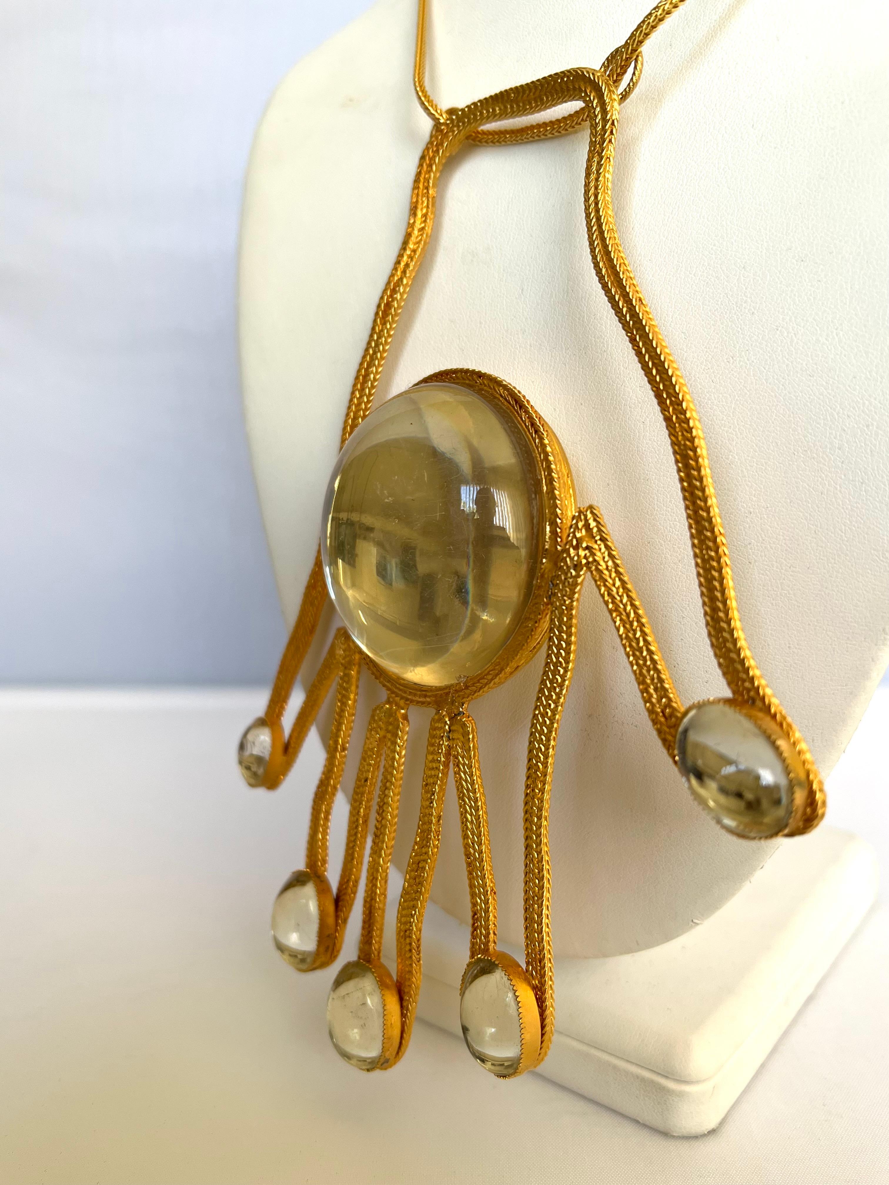 Artisan William de Lillo 1970's Gold Hand Pendant Necklace