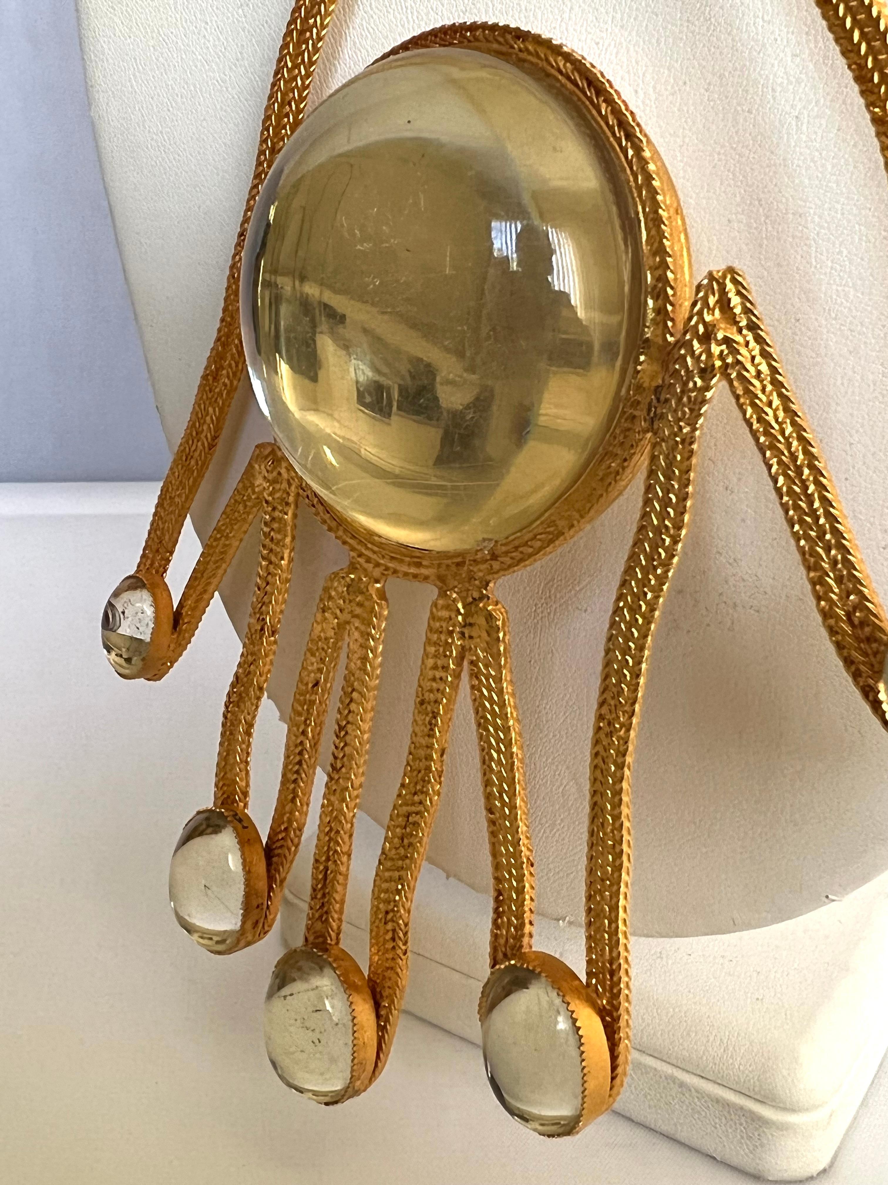 Women's or Men's William de Lillo 1970's Gold Hand Pendant Necklace