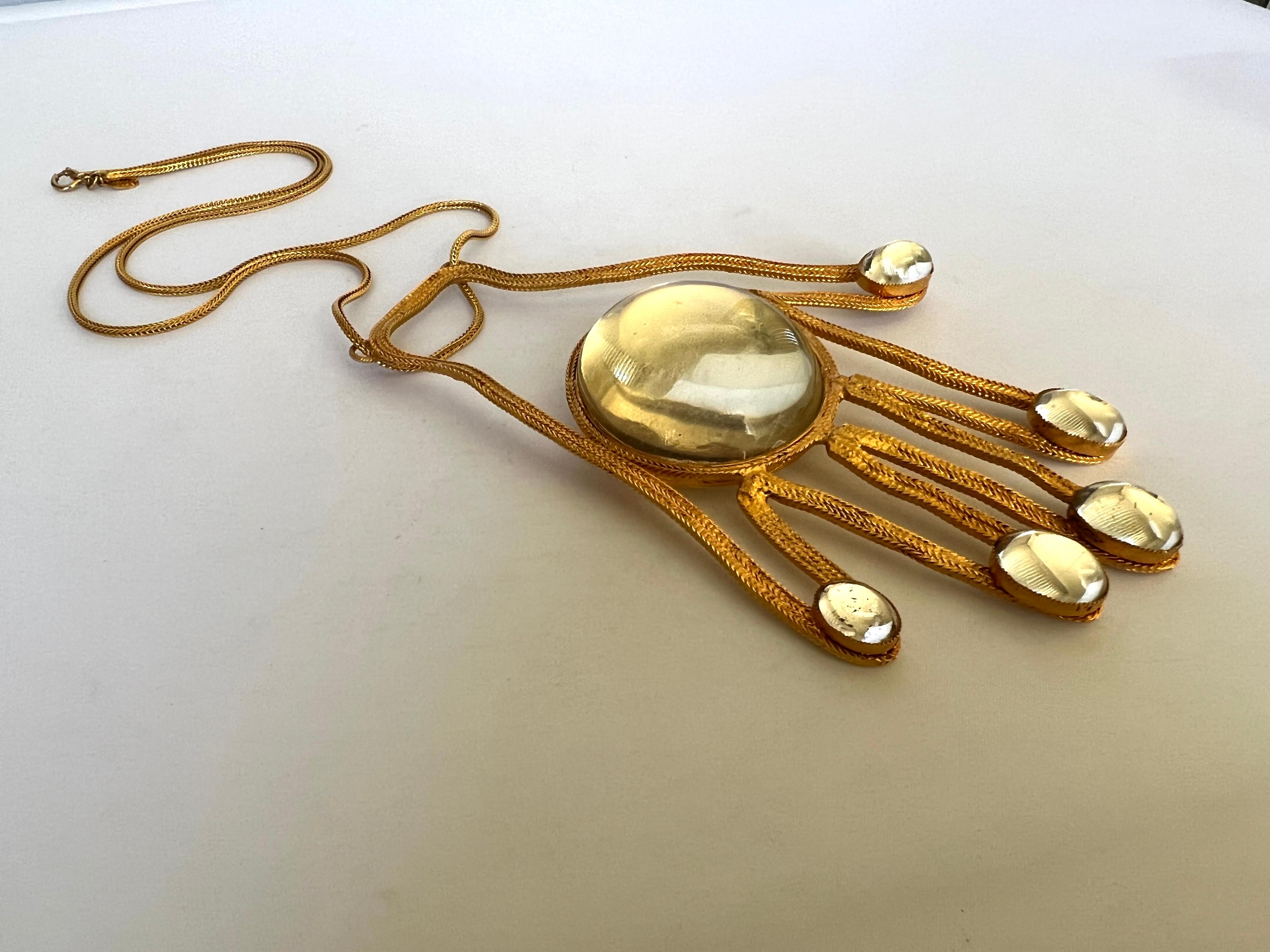 William de Lillo 1970's Gold Hand Pendant Necklace 2