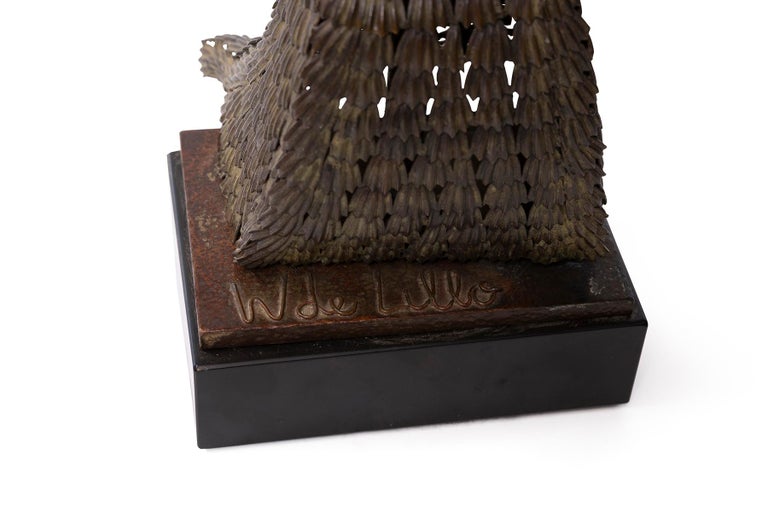 William De Lillo 1970s Patinated Metal Bird Sculpture For Sale at 1stDibs