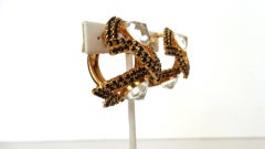 William De Lillo Schwarze Strass-Creolen-Ohrringe