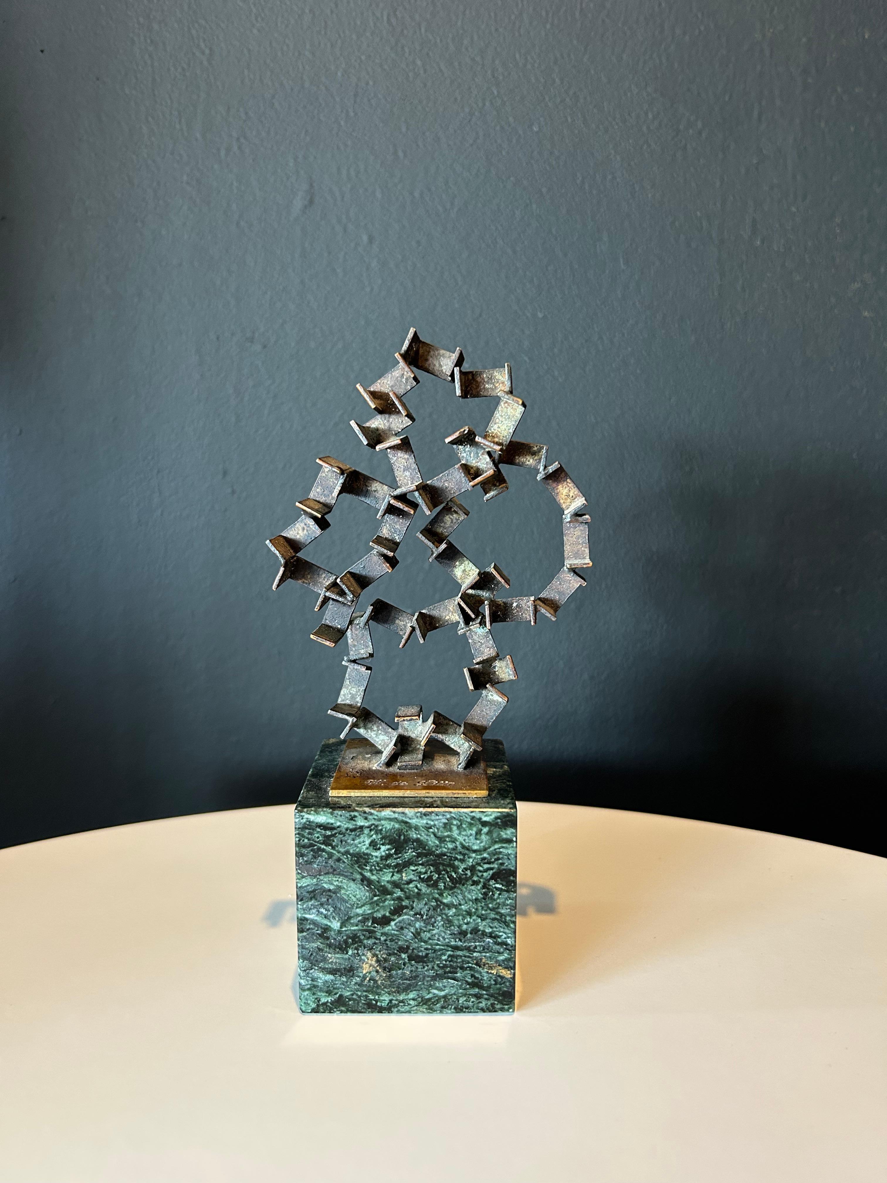 Bronze and marble abstract sculpture by jeweler and sculptor William De Lillo. These works (we have several by De Lillo) were done in Paris in the late 70’s.
