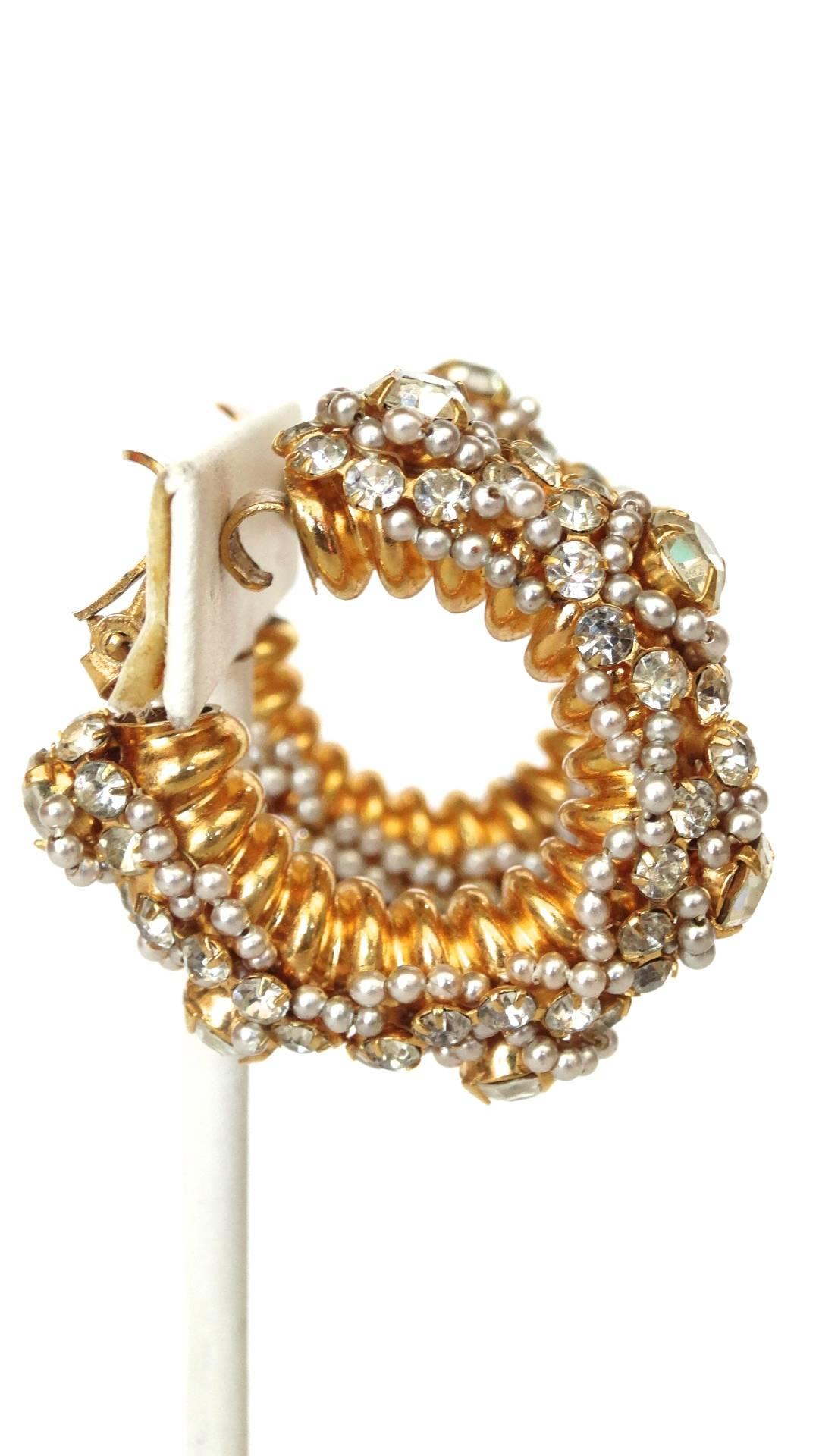 Women's William De Lillo Crystal Rhinestone Encrusted Hoops