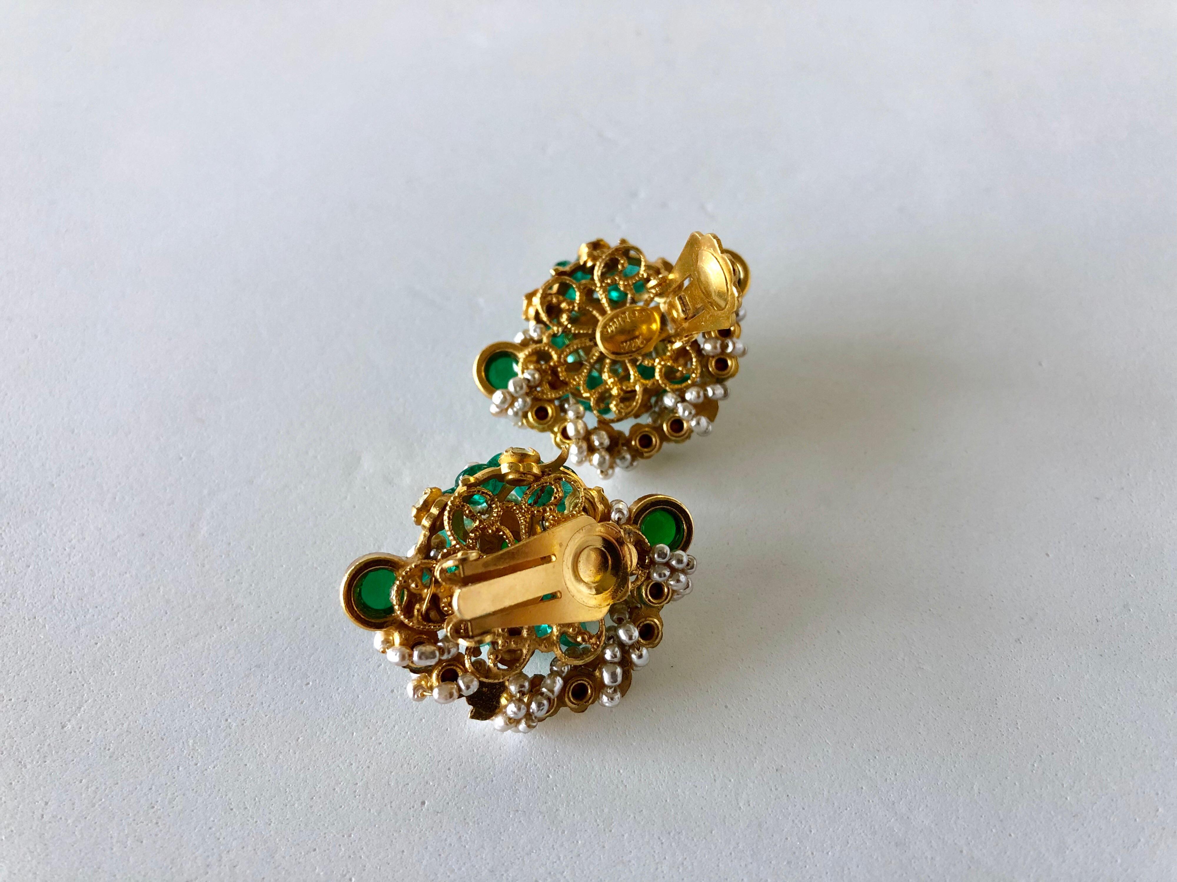 William de Lillo Faux Emerald Diamanté Statement Earrings  5
