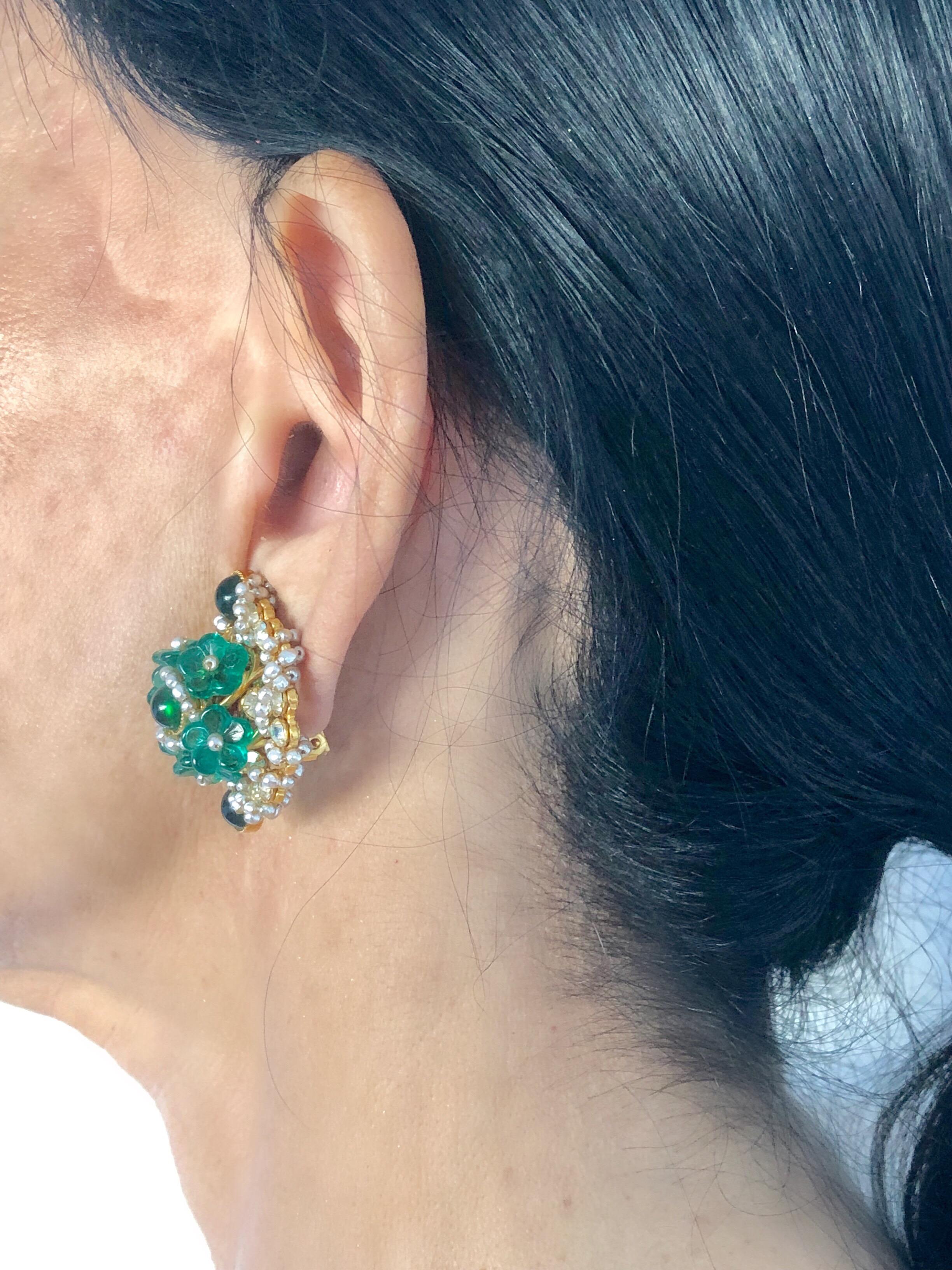 Women's William de Lillo Faux Emerald Diamanté Statement Earrings 