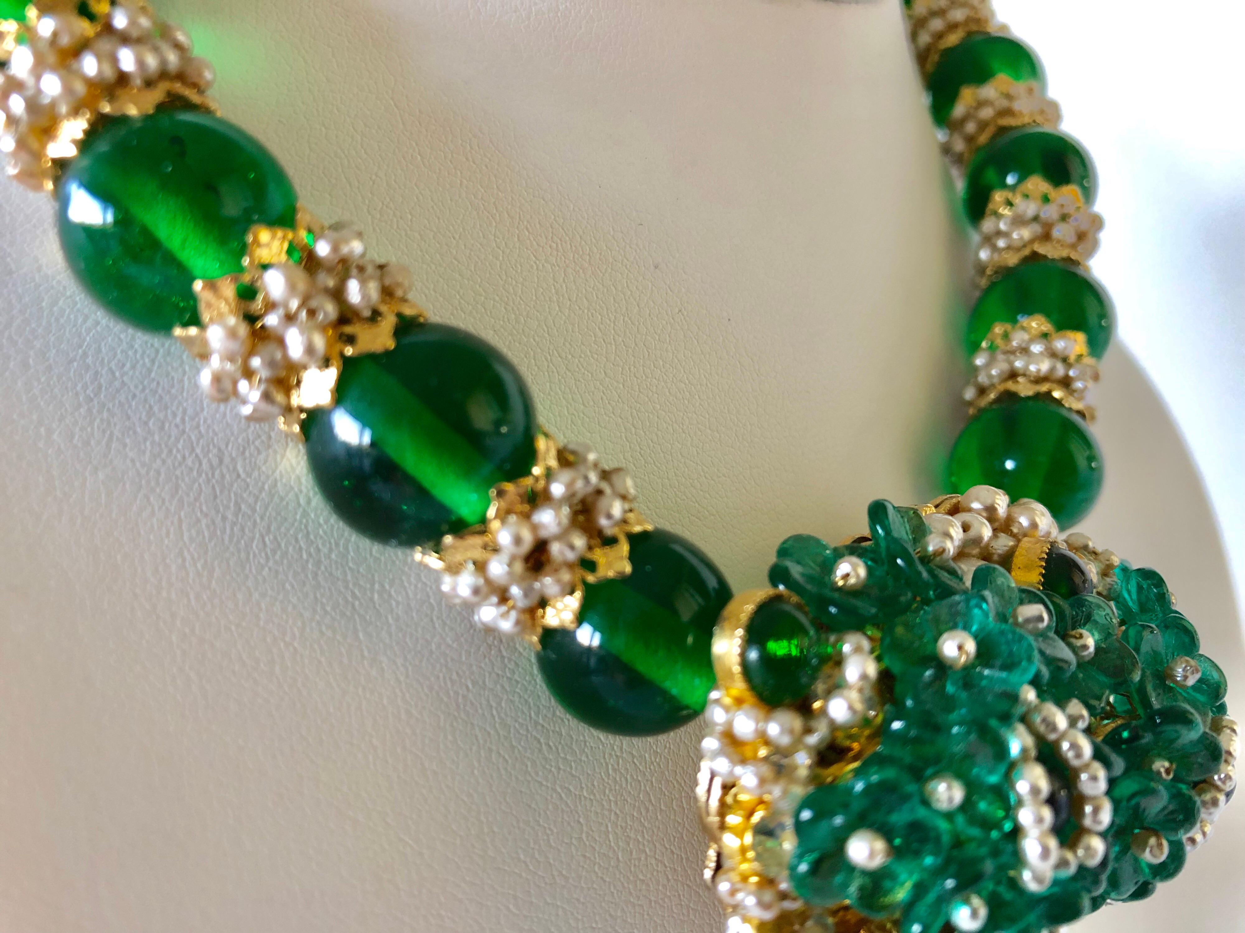 Women's Desiger Faux Emerald Diamanté Statement Necklace (Prototype) by WIlliam De Lillo