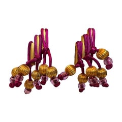 William de Lillo for Mdm. Gres Purple Fringe Statement Earrings