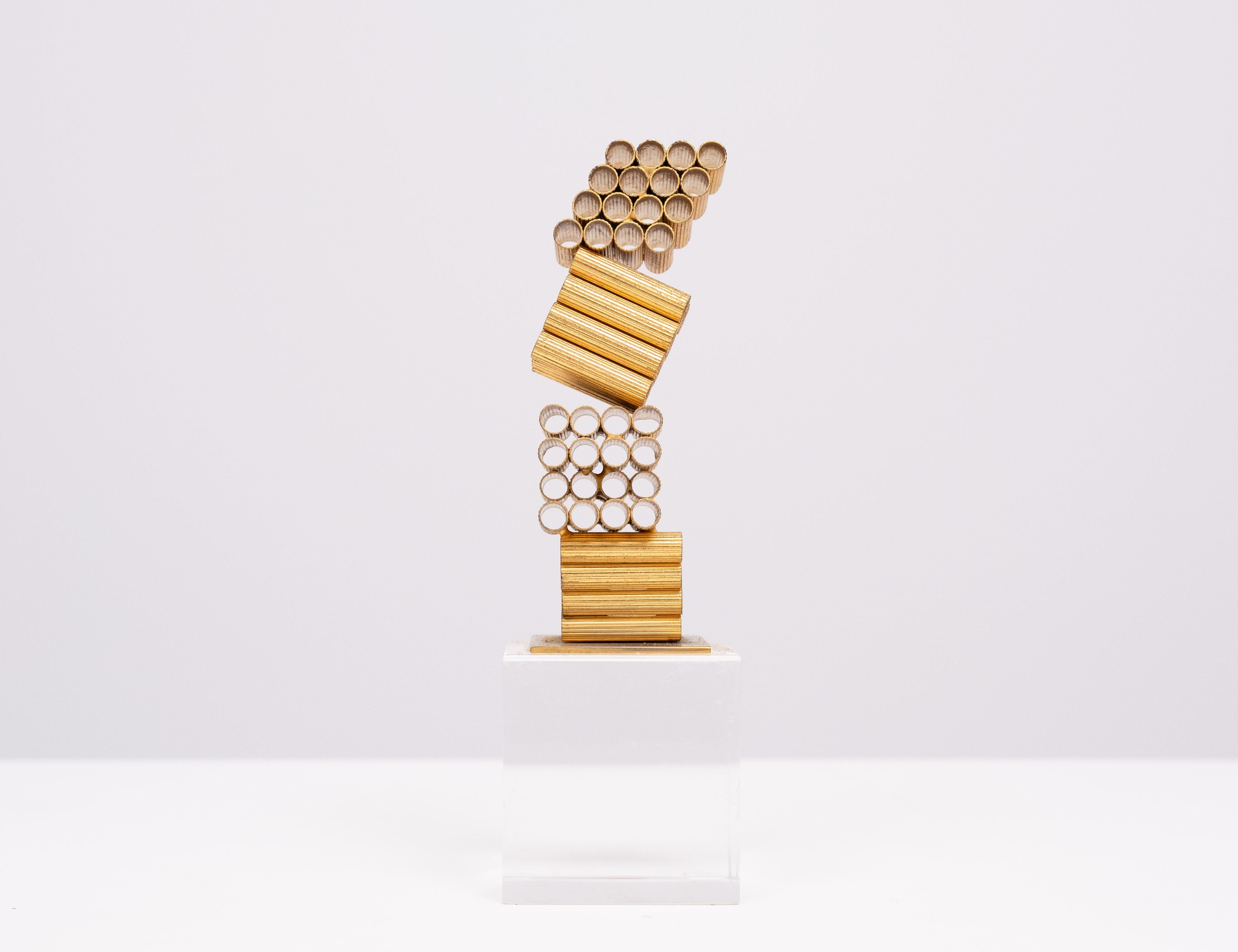 Modern William de Lillo  Gilded Metal Sculpture 1970s France For Sale
