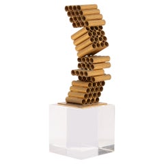 William De Lillo  Vergoldete Metall-Skulptur 1970er Jahre Frankreich