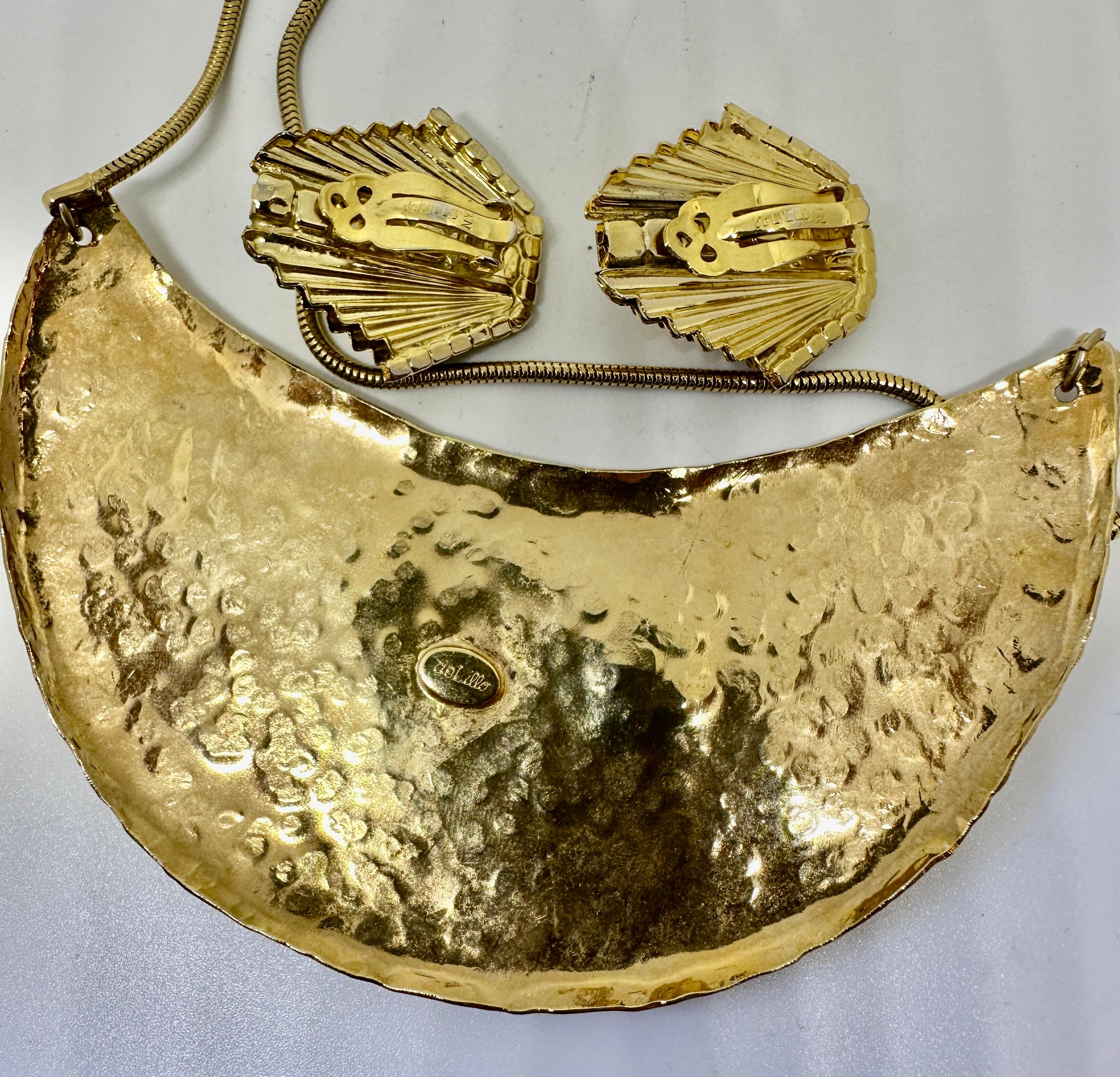 da uomo o donna William De Lillo Collana e orecchini a benda in oro martellato in vendita