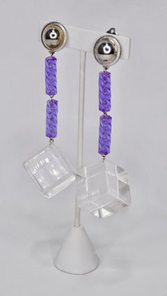 William De Lillo Lucite Square Earrings