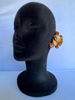 William de Lillo, boucles d'oreilles vintage dorées avec fausse topaze