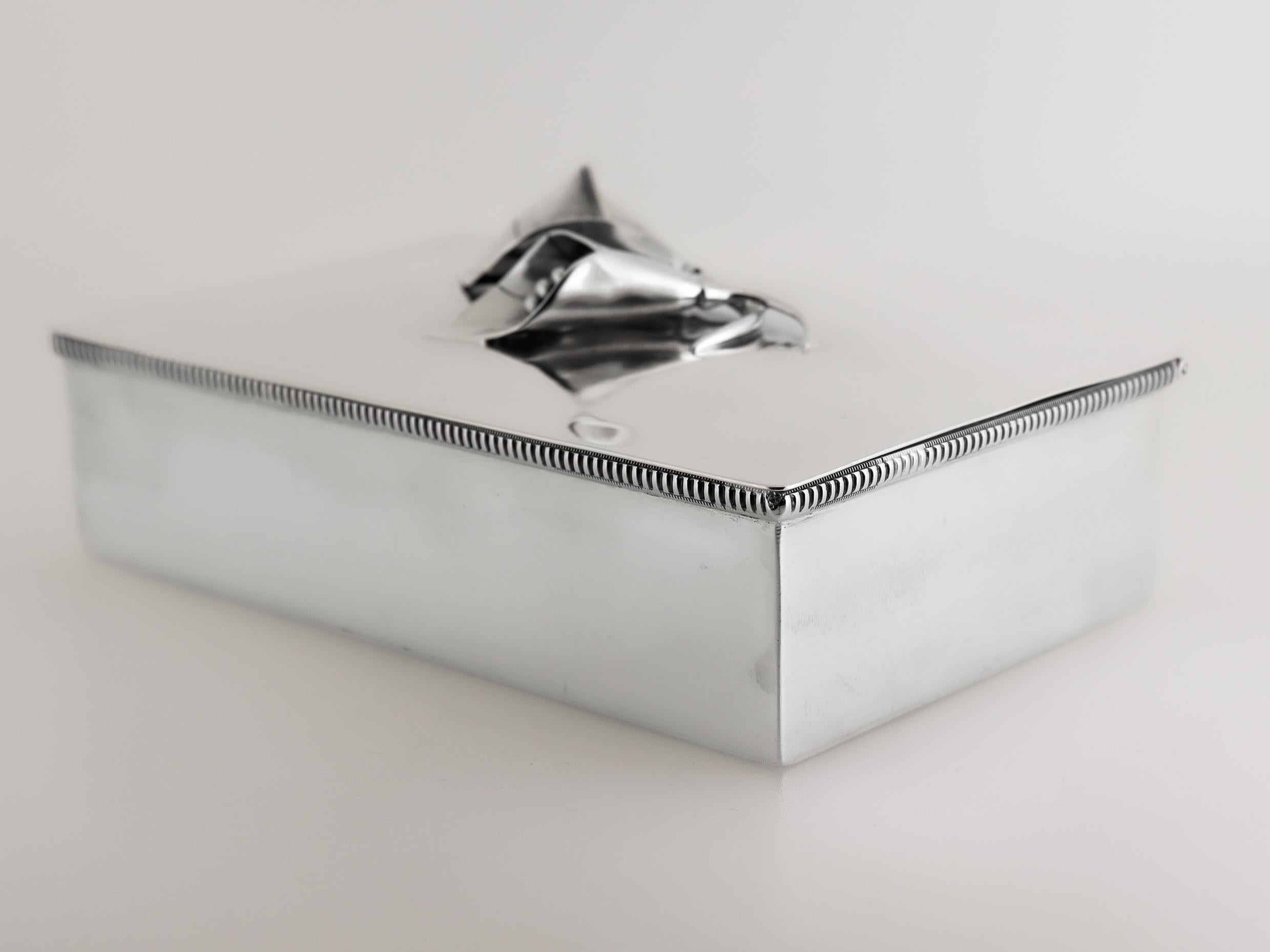 American William De Matteo Mid-Century Modern Sterling Silver Box with Calla Lily Finial