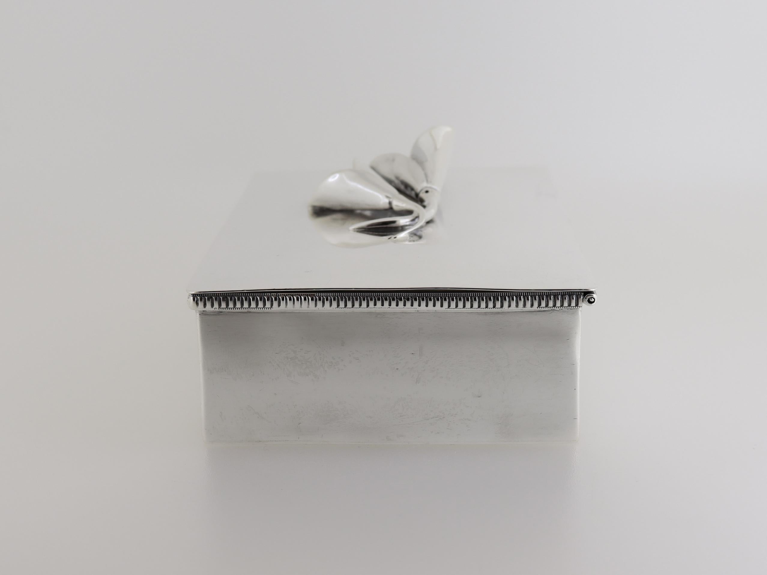 William De Matteo Mid-Century Modern Sterling Silver Box with Calla Lily Finial In Good Condition In Philadelphia, PA