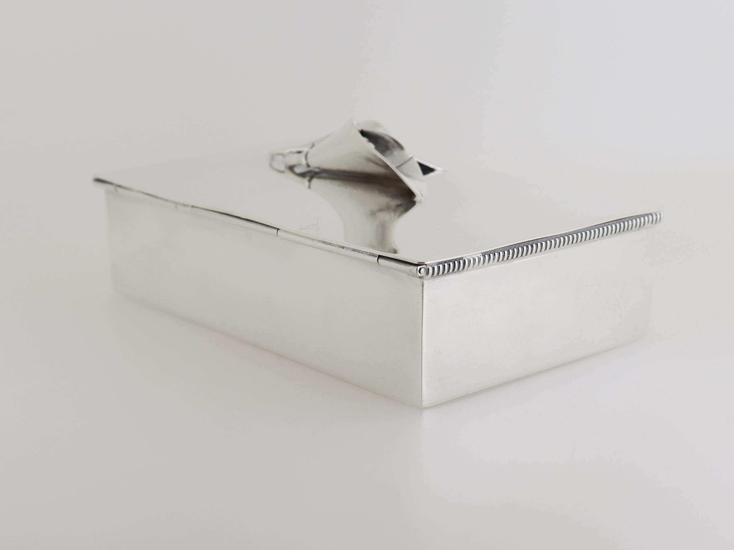 William De Matteo Mid-Century Modern Sterling Silver Box with Calla Lily Finial 2