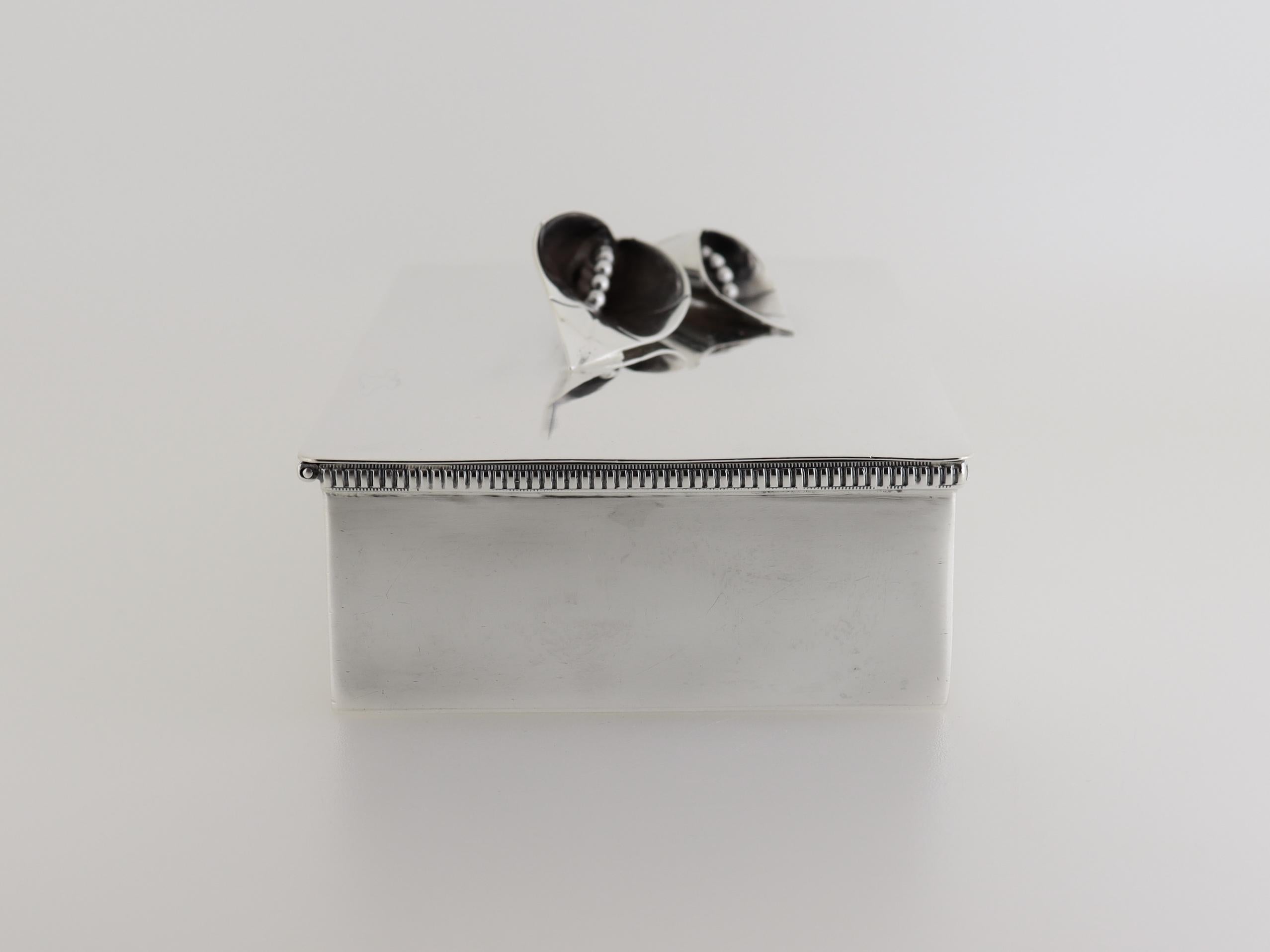 William De Matteo Mid-Century Modern Sterling Silver Box with Calla Lily Finial 3