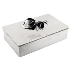 William De Matteo Mid-Century Modern Sterling Silver Box with Calla Lily Finial