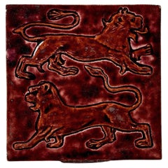 William De Morgan Antique Heraldic Lion Tile