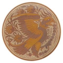 William de morgan - EAGLE DECORATED 23CM DISHED PLAQUE C.1880S