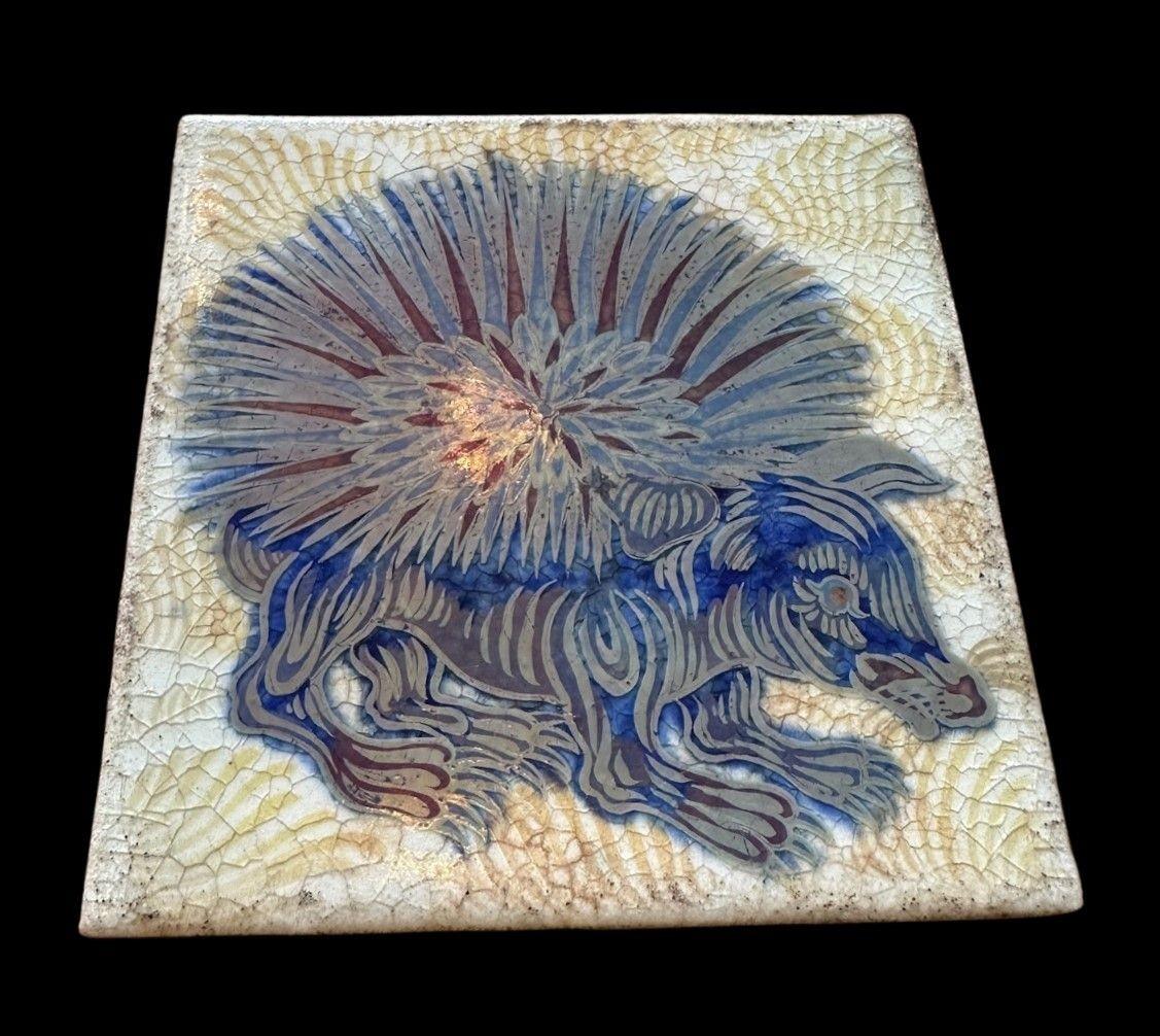 5516
William De Morgan Triple Lustre Tile decorated in the “Porcuine” design
15.3cm x 15.3cm
1898
Provenance:
Purchased by the Earl of Balfor (UK Prime Minister 1902 - 1905) directly from William De Morgan, thence by descent
Light pitting to glaze