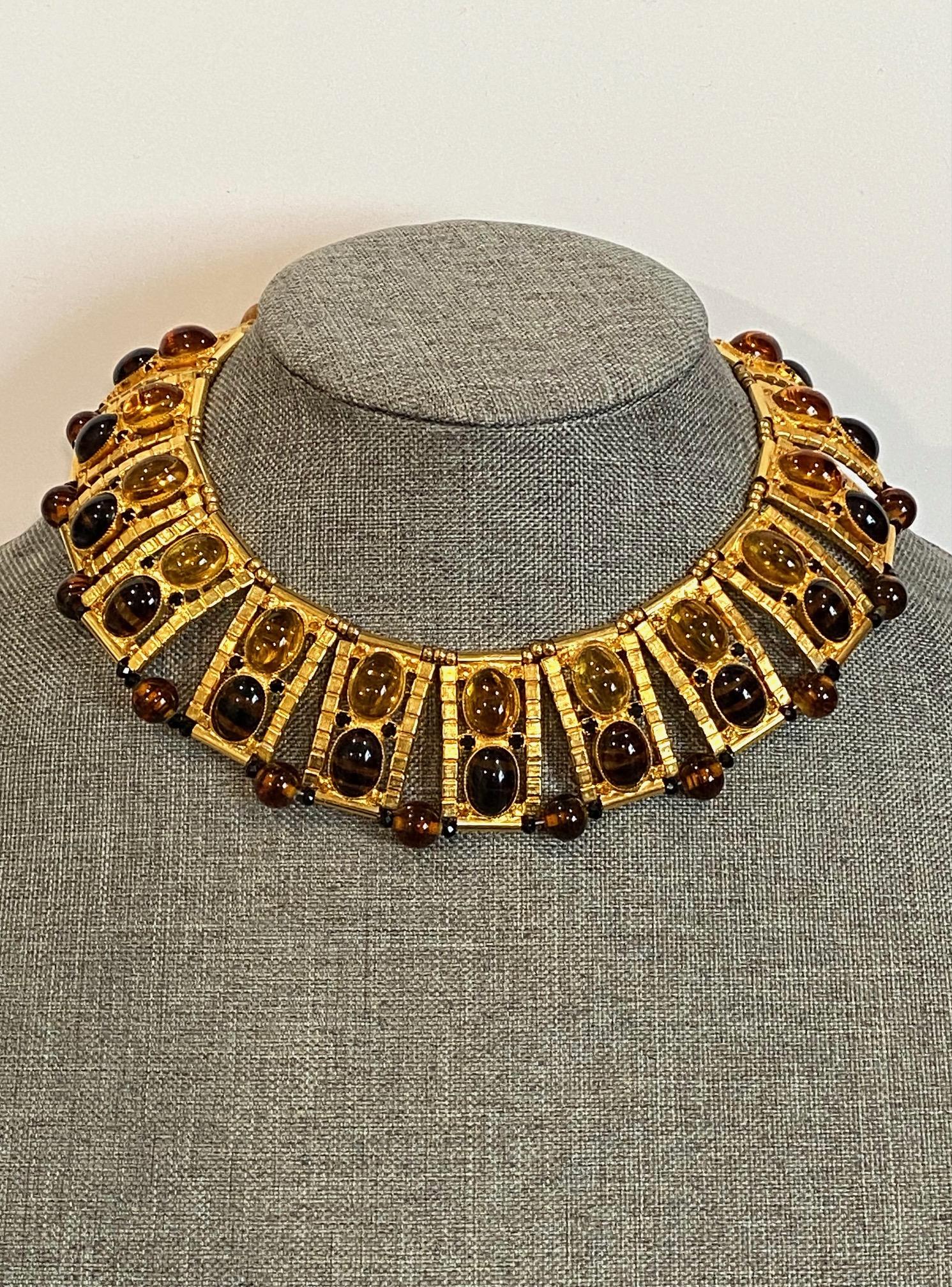 William DeLillo 1970s Egyptian Revival Collar / Choker Necklace 9