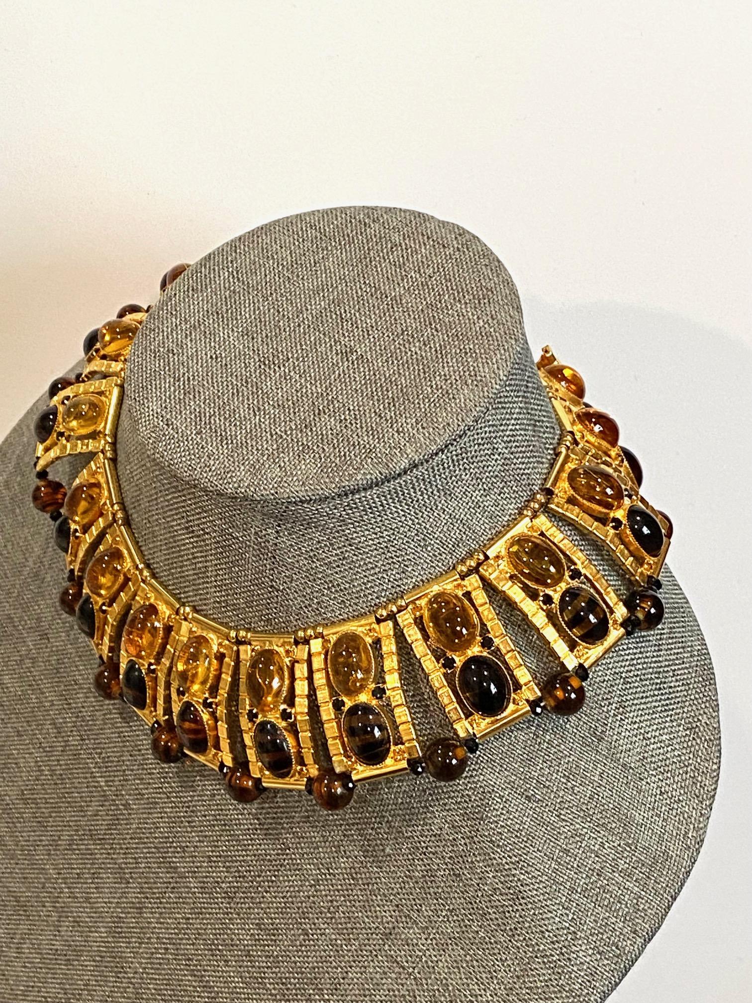 William DeLillo 1970s Egyptian Revival Collar / Choker Necklace 11