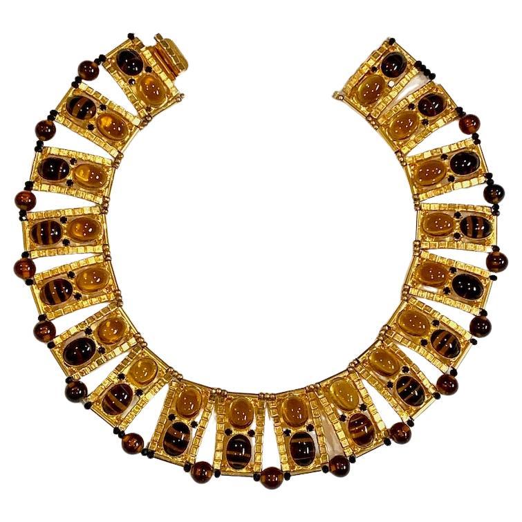 William DeLillo 1970s Egyptian Revival Collar / Choker Necklace